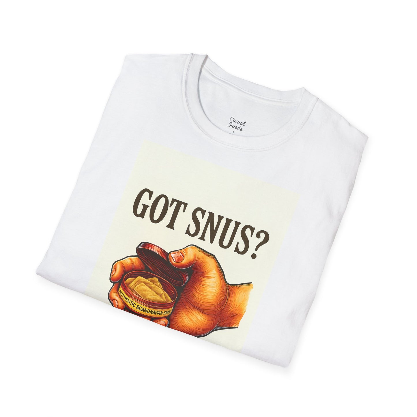 Har du snus? Rolig unisex mjuk t-shirt, vardagskläder, skämttröja, unik humortröja, bekväm vardagskläder