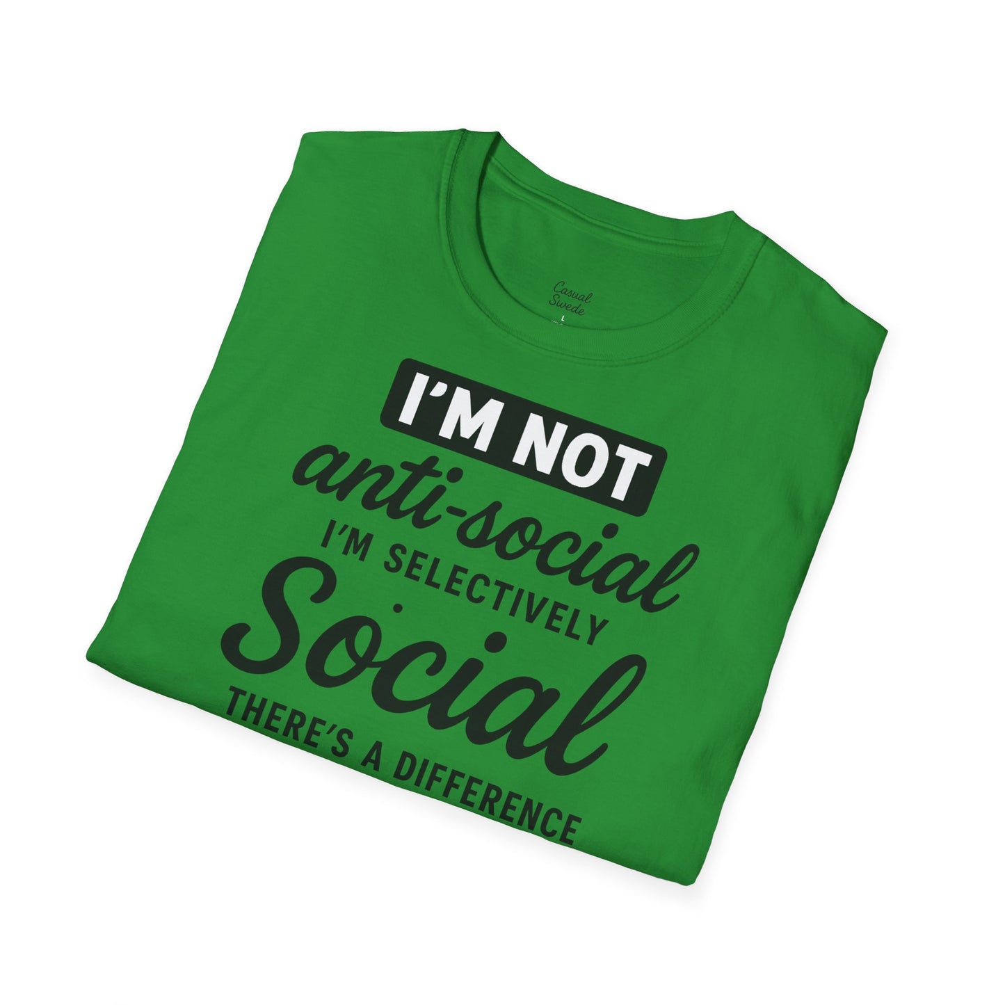 Jag är inte antisocial t-shirt, selektiv social rolig t-shirt, unisex mjukisskjorta, födelsedagspresent, avslappnad outfit, urban stil