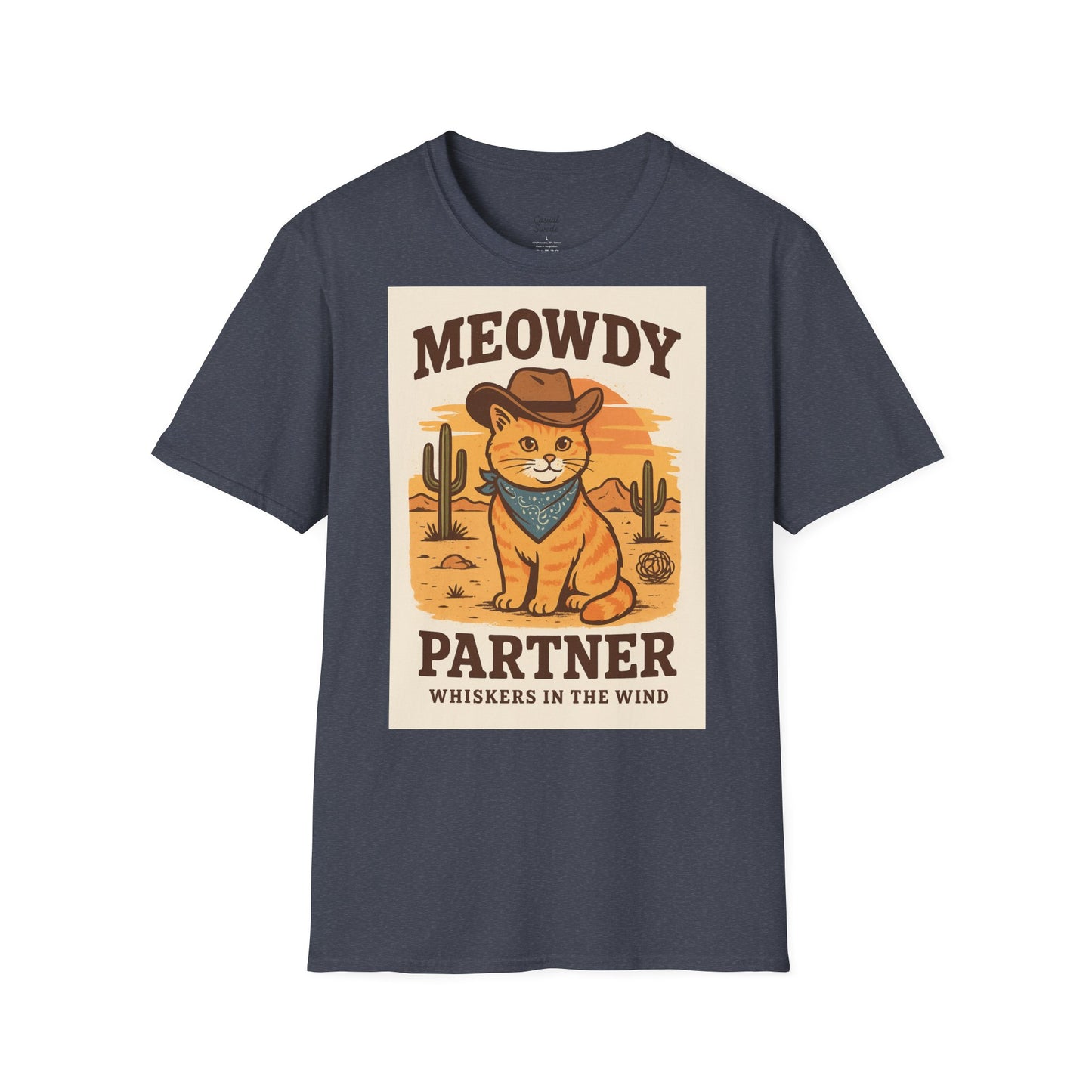 Cowboykatt-t-shirt, rolig katt-t-shirt, present till husdjursälskare, sommartröja, söta djurkläder, avslappnad stil, meowdy partner-tröja