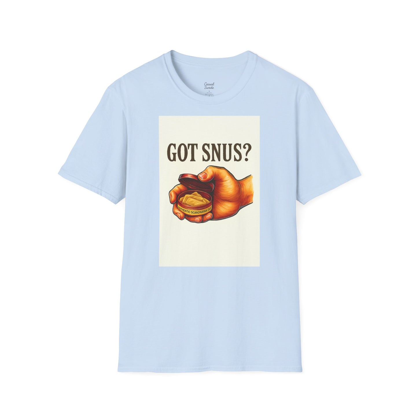 Har du snus? Rolig unisex mjuk t-shirt, vardagskläder, skämttröja, unik humortröja, bekväm vardagskläder