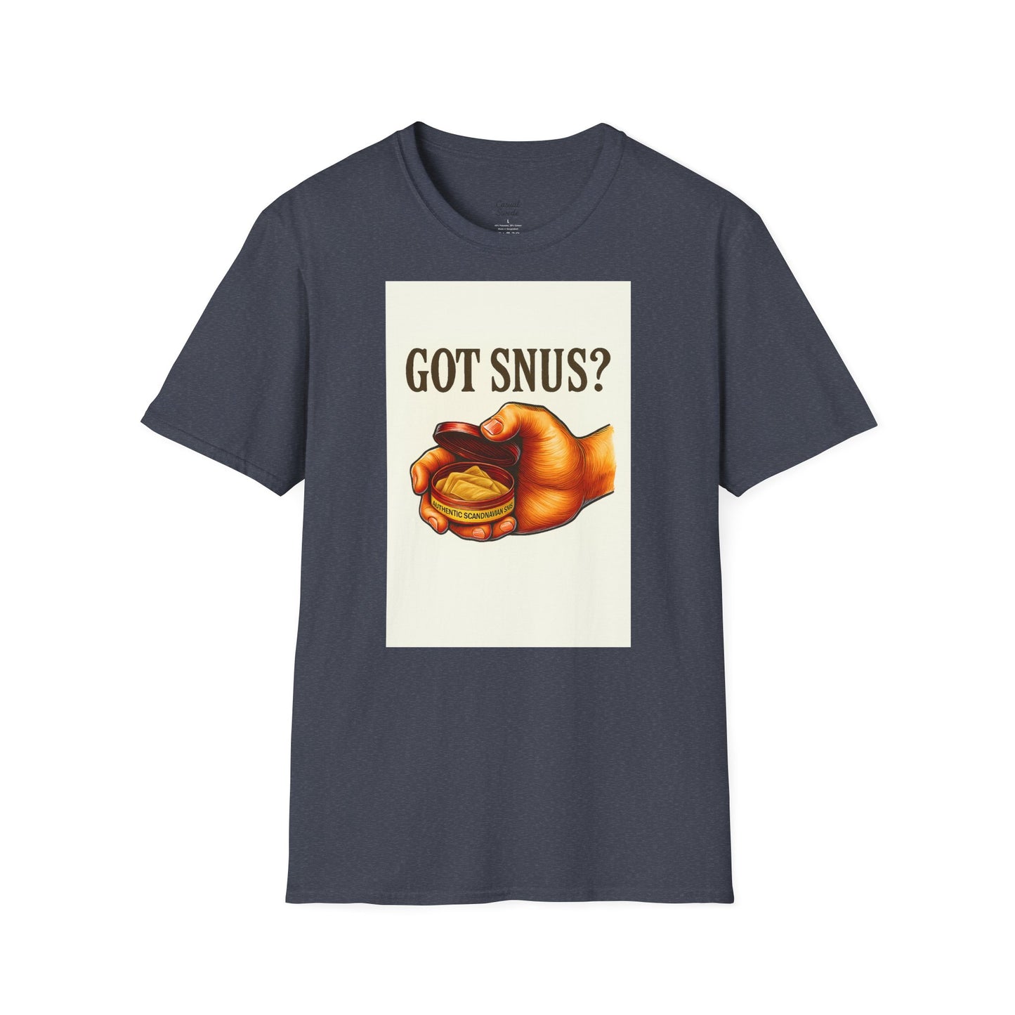 Har du snus? Rolig unisex mjuk t-shirt, vardagskläder, skämttröja, unik humortröja, bekväm vardagskläder