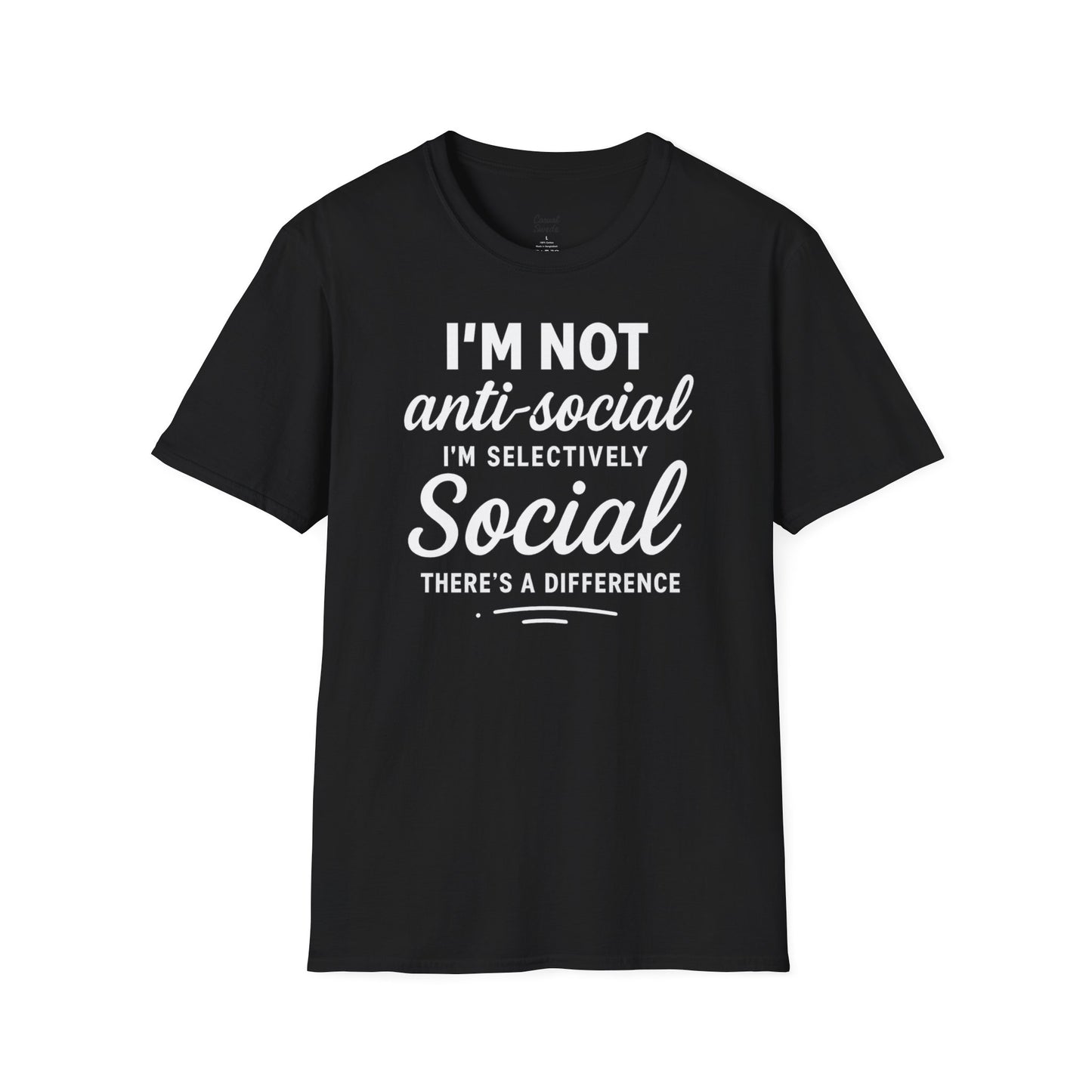 Jag är inte antisocial t-shirt, selektiv social rolig t-shirt, unisex mjukisskjorta, födelsedagspresent, avslappnad outfit, urban stil