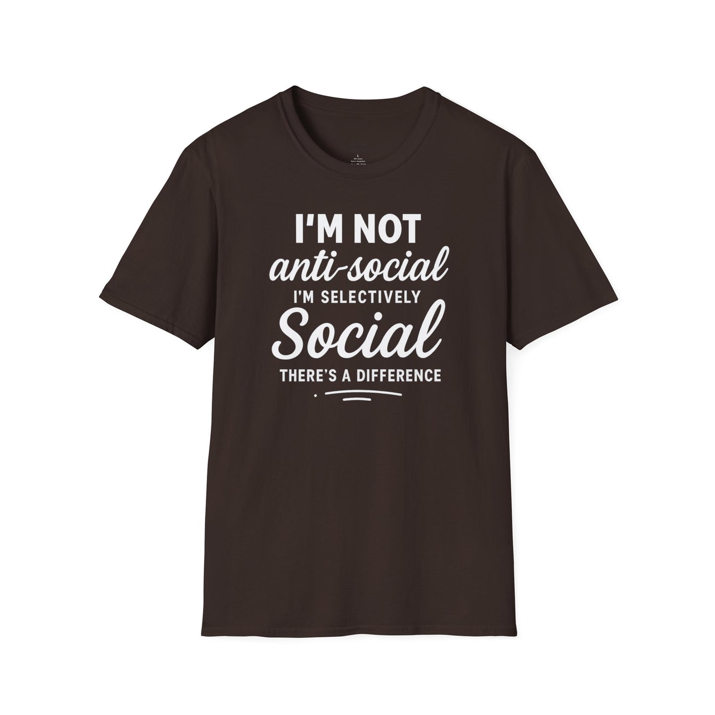 Jag är inte antisocial t-shirt, selektiv social rolig t-shirt, unisex mjukisskjorta, födelsedagspresent, avslappnad outfit, urban stil