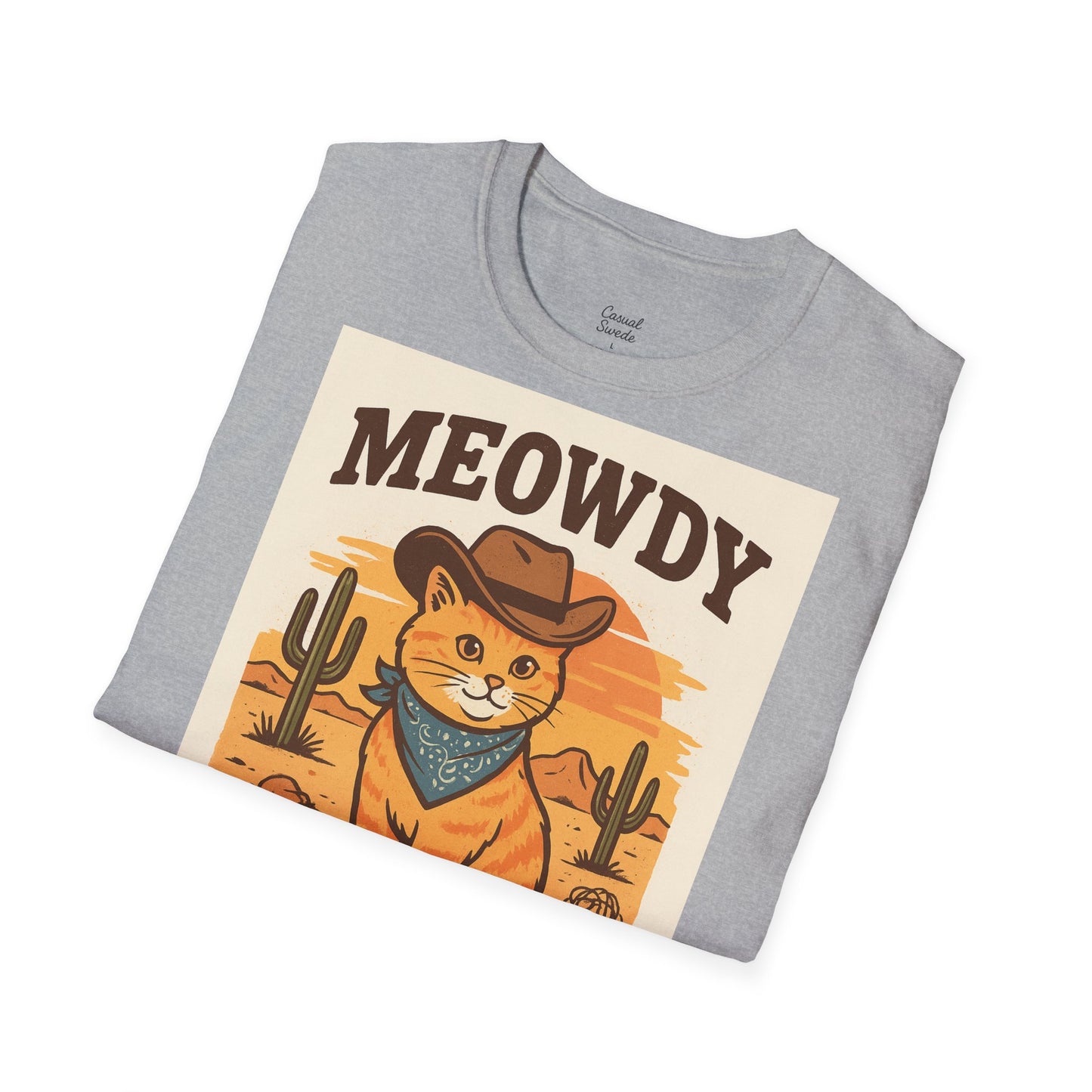 Cowboykatt-t-shirt, rolig katt-t-shirt, present till husdjursälskare, sommartröja, söta djurkläder, avslappnad stil, meowdy partner-tröja