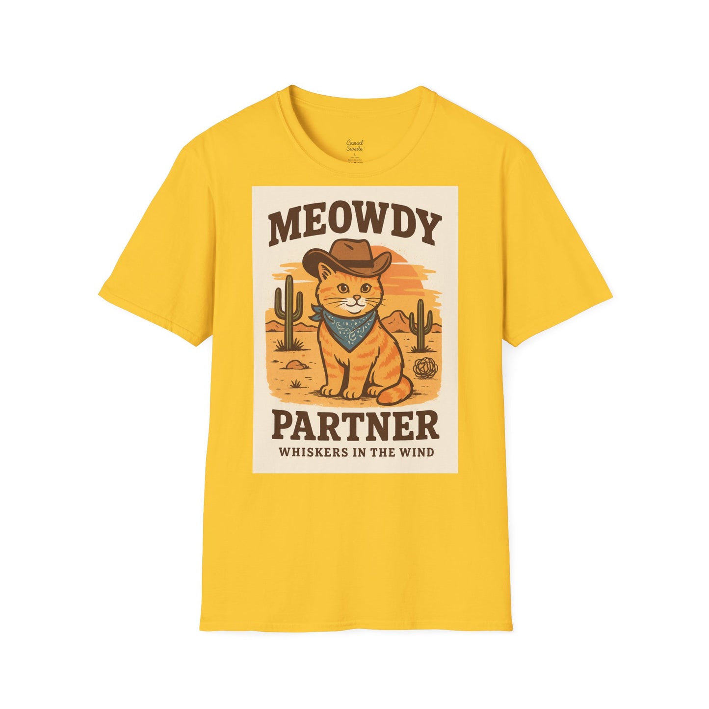 Cowboykatt-t-shirt, rolig katt-t-shirt, present till husdjursälskare, sommartröja, söta djurkläder, avslappnad stil, meowdy partner-tröja