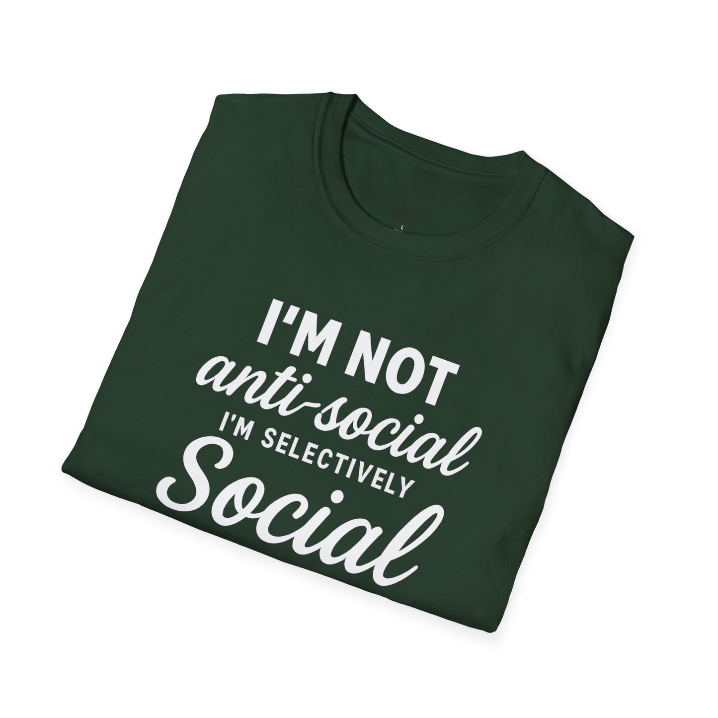 Jag är inte antisocial t-shirt, selektiv social rolig t-shirt, unisex mjukisskjorta, födelsedagspresent, avslappnad outfit, urban stil