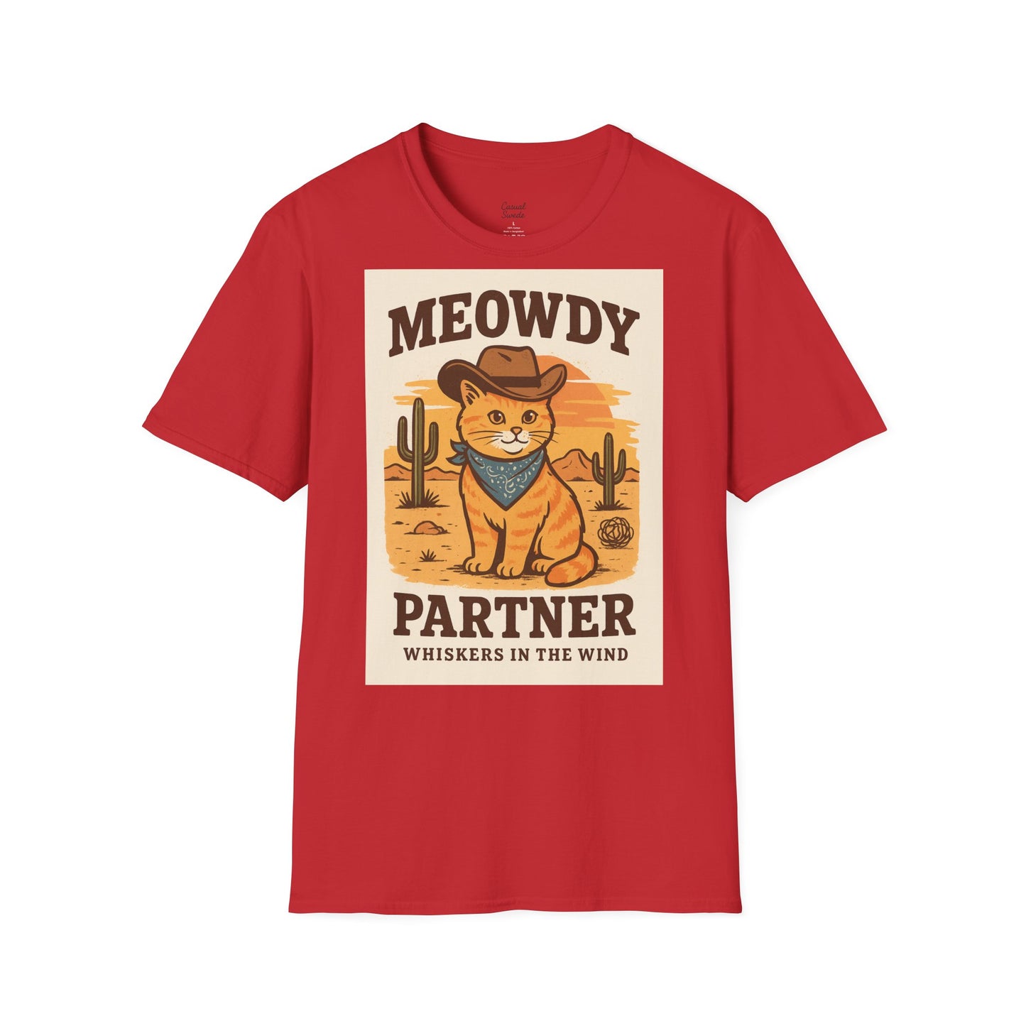 Cowboykatt-t-shirt, rolig katt-t-shirt, present till husdjursälskare, sommartröja, söta djurkläder, avslappnad stil, meowdy partner-tröja