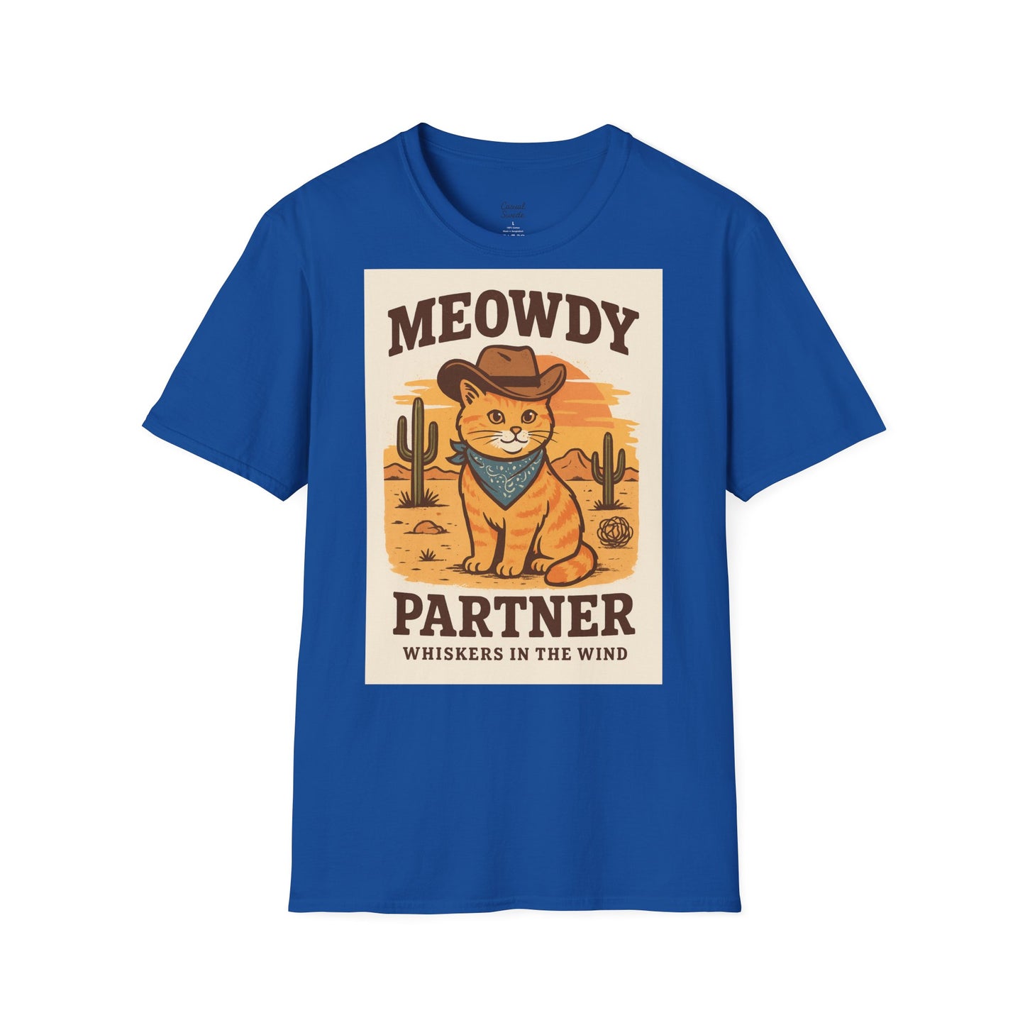 Cowboykatt-t-shirt, rolig katt-t-shirt, present till husdjursälskare, sommartröja, söta djurkläder, avslappnad stil, meowdy partner-tröja