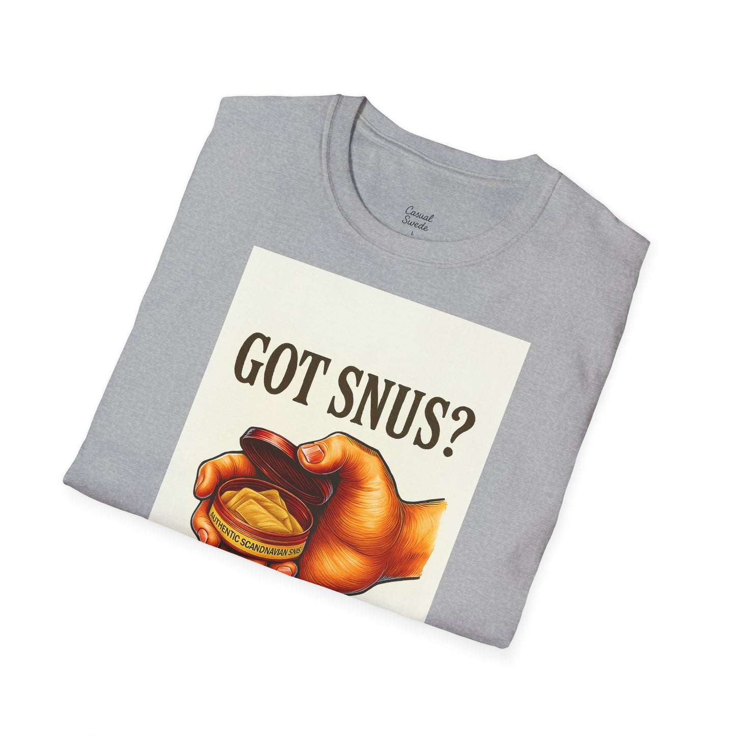 Har du snus? Rolig unisex mjuk t-shirt, vardagskläder, skämttröja, unik humortröja, bekväm vardagskläder