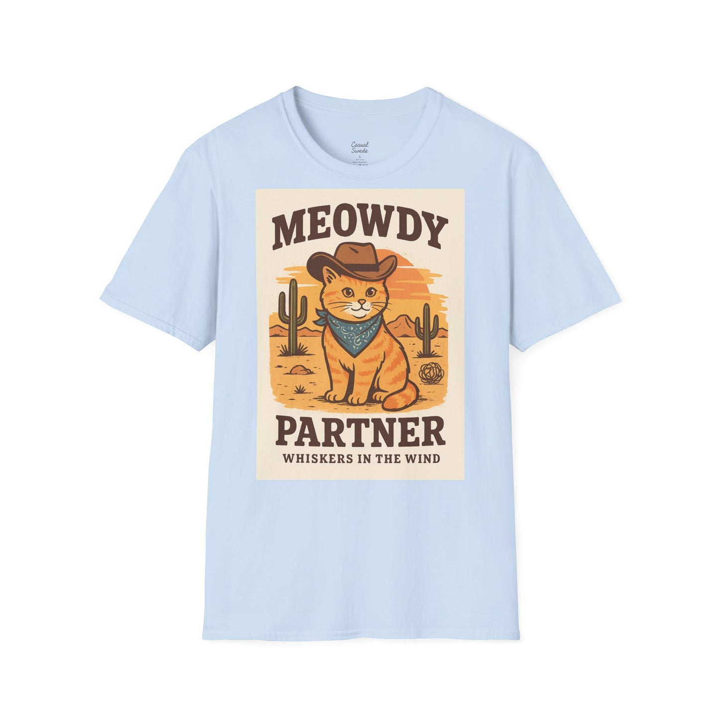 Cowboykatt-t-shirt, rolig katt-t-shirt, present till husdjursälskare, sommartröja, söta djurkläder, avslappnad stil, meowdy partner-tröja