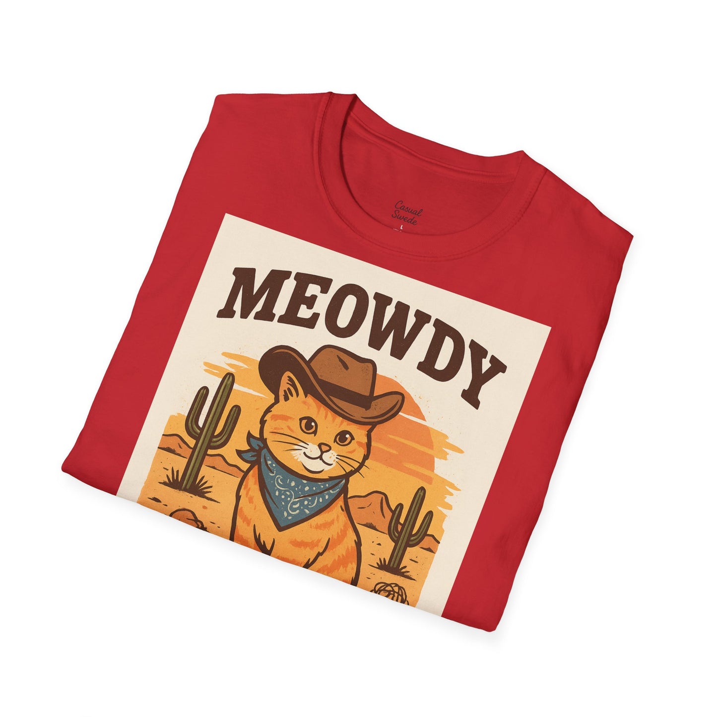 Cowboykatt-t-shirt, rolig katt-t-shirt, present till husdjursälskare, sommartröja, söta djurkläder, avslappnad stil, meowdy partner-tröja