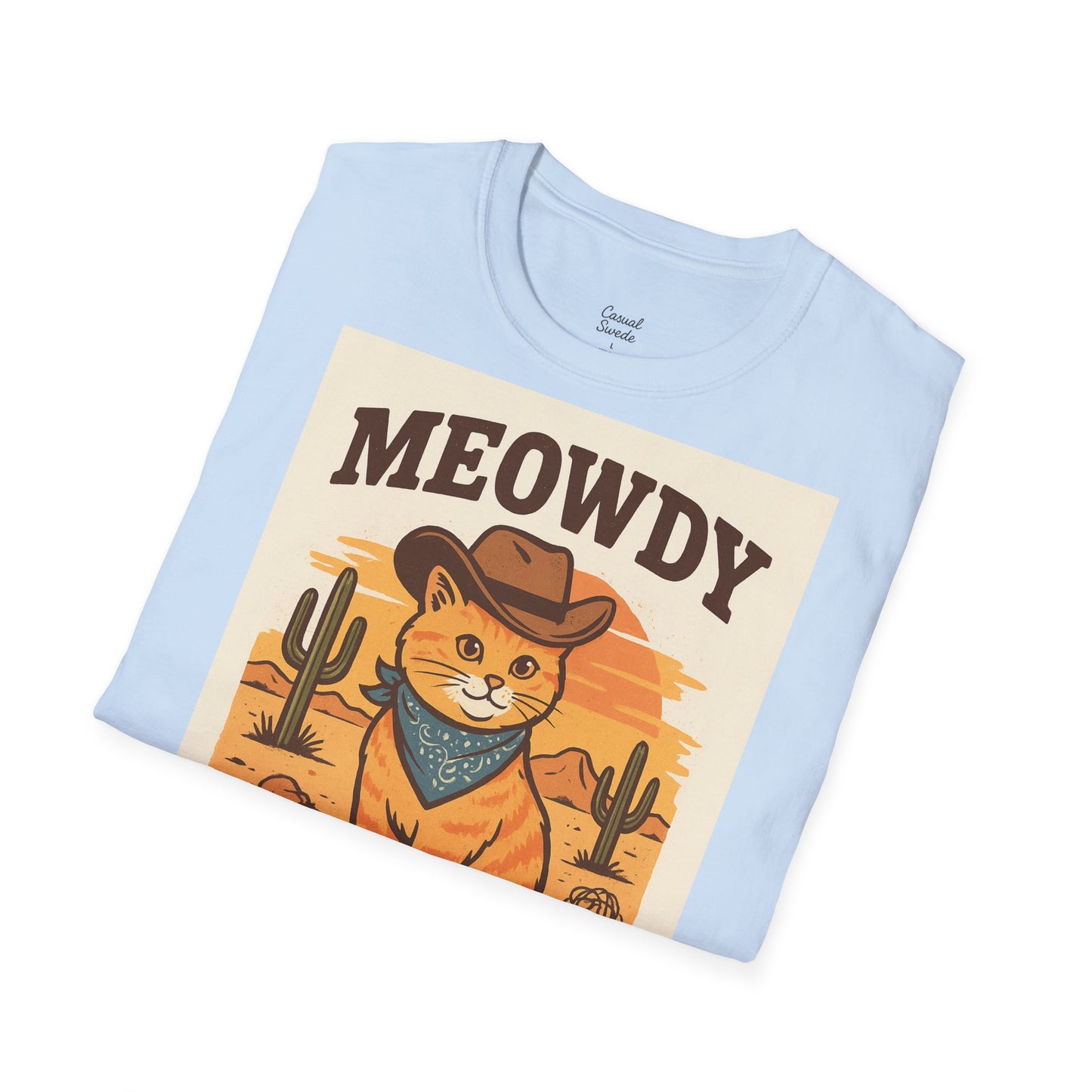 Cowboykatt-t-shirt, rolig katt-t-shirt, present till husdjursälskare, sommartröja, söta djurkläder, avslappnad stil, meowdy partner-tröja