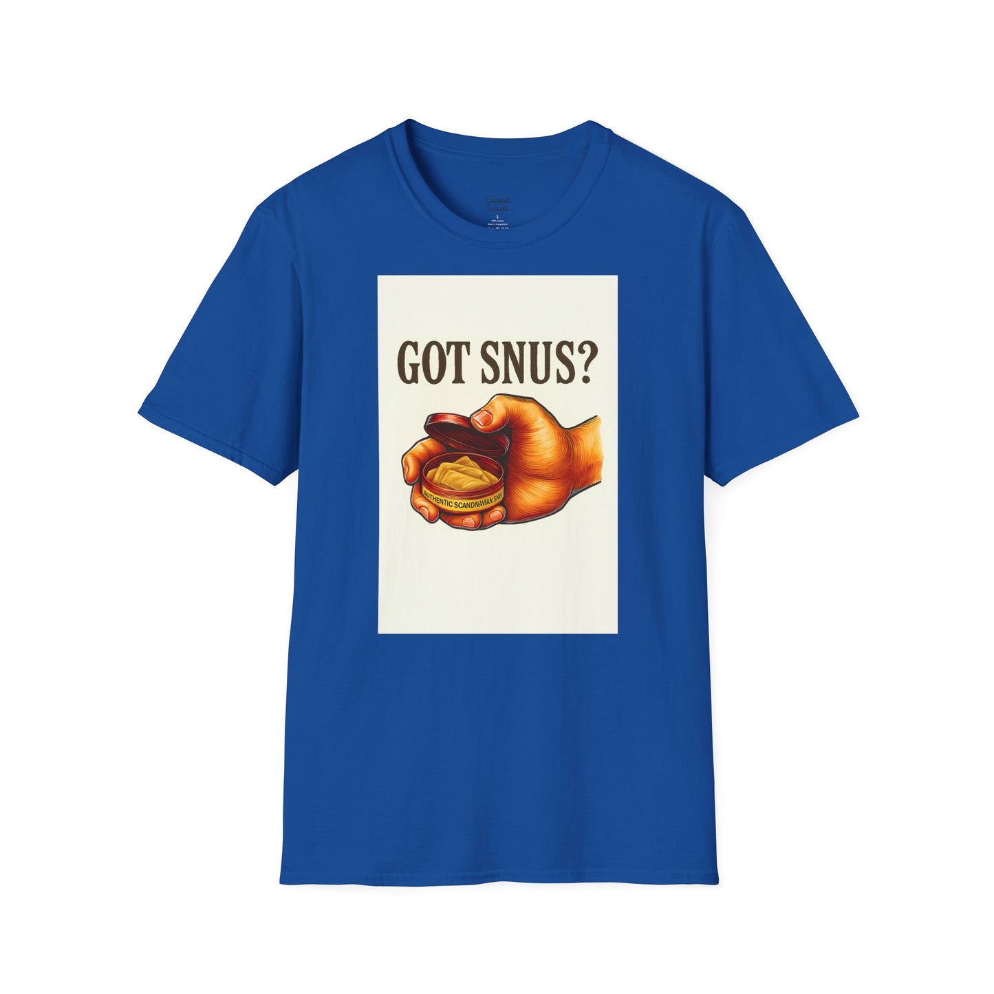 Har du snus? Rolig unisex mjuk t-shirt, vardagskläder, skämttröja, unik humortröja, bekväm vardagskläder