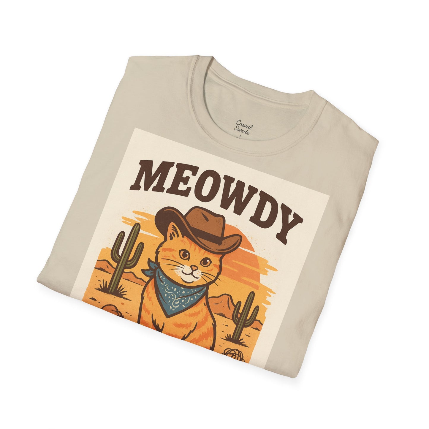 Cowboykatt-t-shirt, rolig katt-t-shirt, present till husdjursälskare, sommartröja, söta djurkläder, avslappnad stil, meowdy partner-tröja