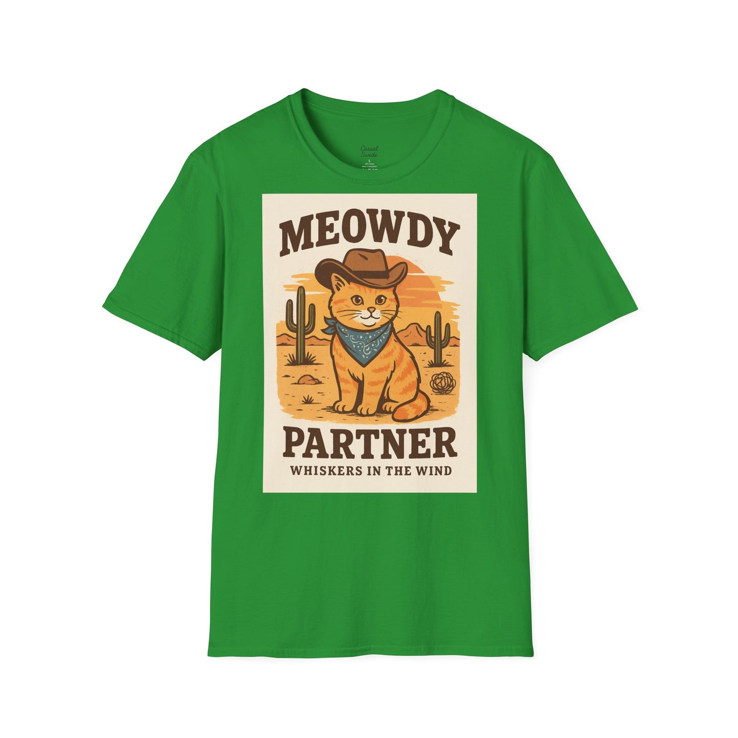 Cowboykatt-t-shirt, rolig katt-t-shirt, present till husdjursälskare, sommartröja, söta djurkläder, avslappnad stil, meowdy partner-tröja