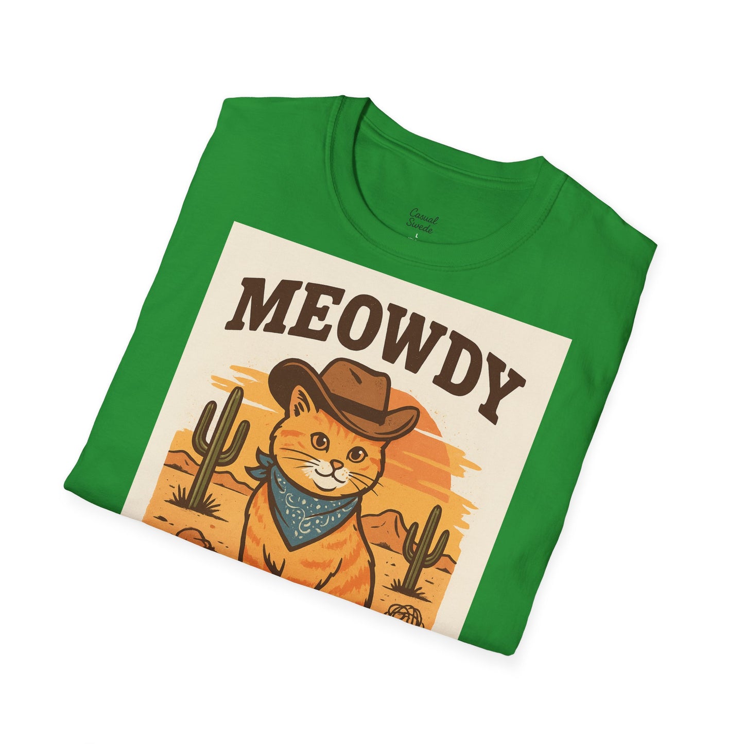 Cowboykatt-t-shirt, rolig katt-t-shirt, present till husdjursälskare, sommartröja, söta djurkläder, avslappnad stil, meowdy partner-tröja