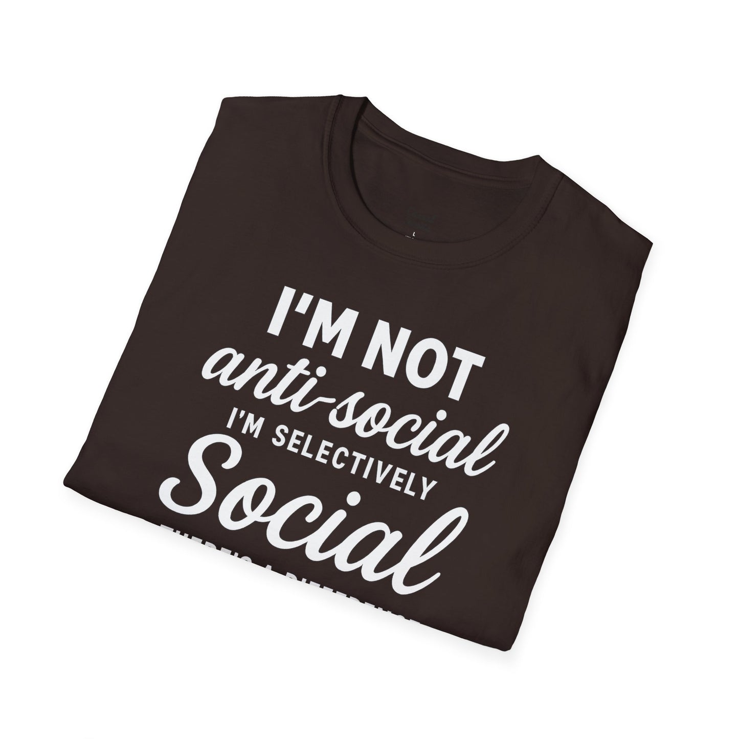 Jag är inte antisocial t-shirt, selektiv social rolig t-shirt, unisex mjukisskjorta, födelsedagspresent, avslappnad outfit, urban stil