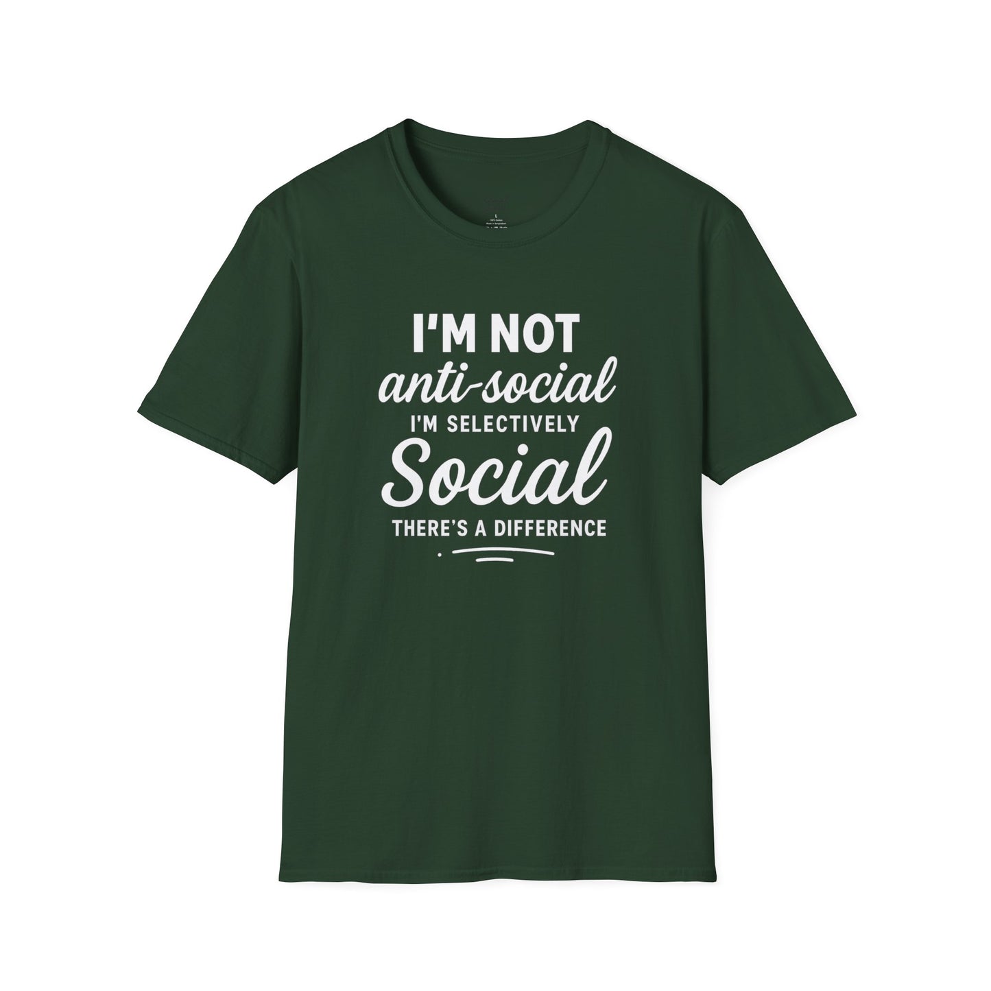 Jag är inte antisocial t-shirt, selektiv social rolig t-shirt, unisex mjukisskjorta, födelsedagspresent, avslappnad outfit, urban stil