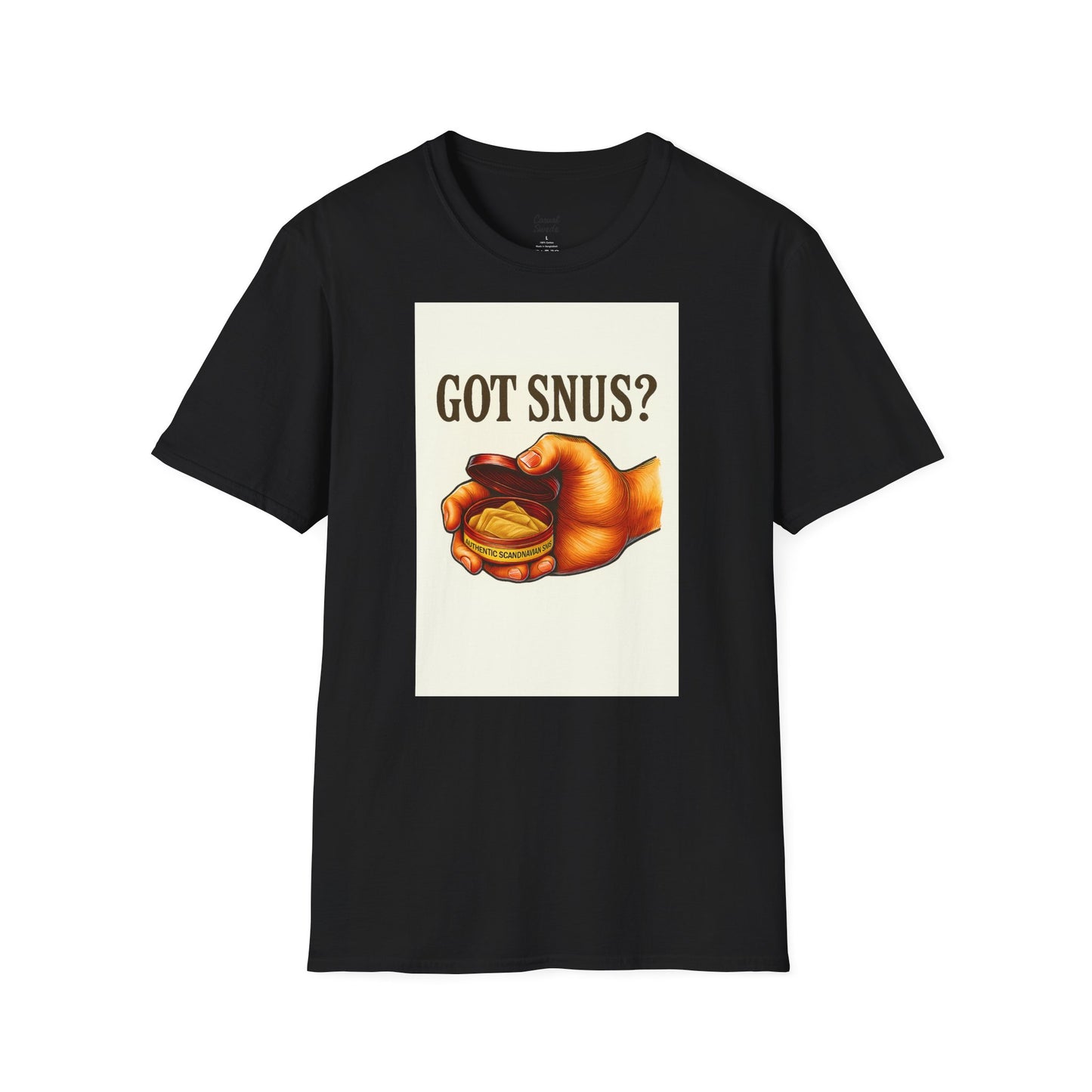 Har du snus? Rolig unisex mjuk t-shirt, vardagskläder, skämttröja, unik humortröja, bekväm vardagskläder