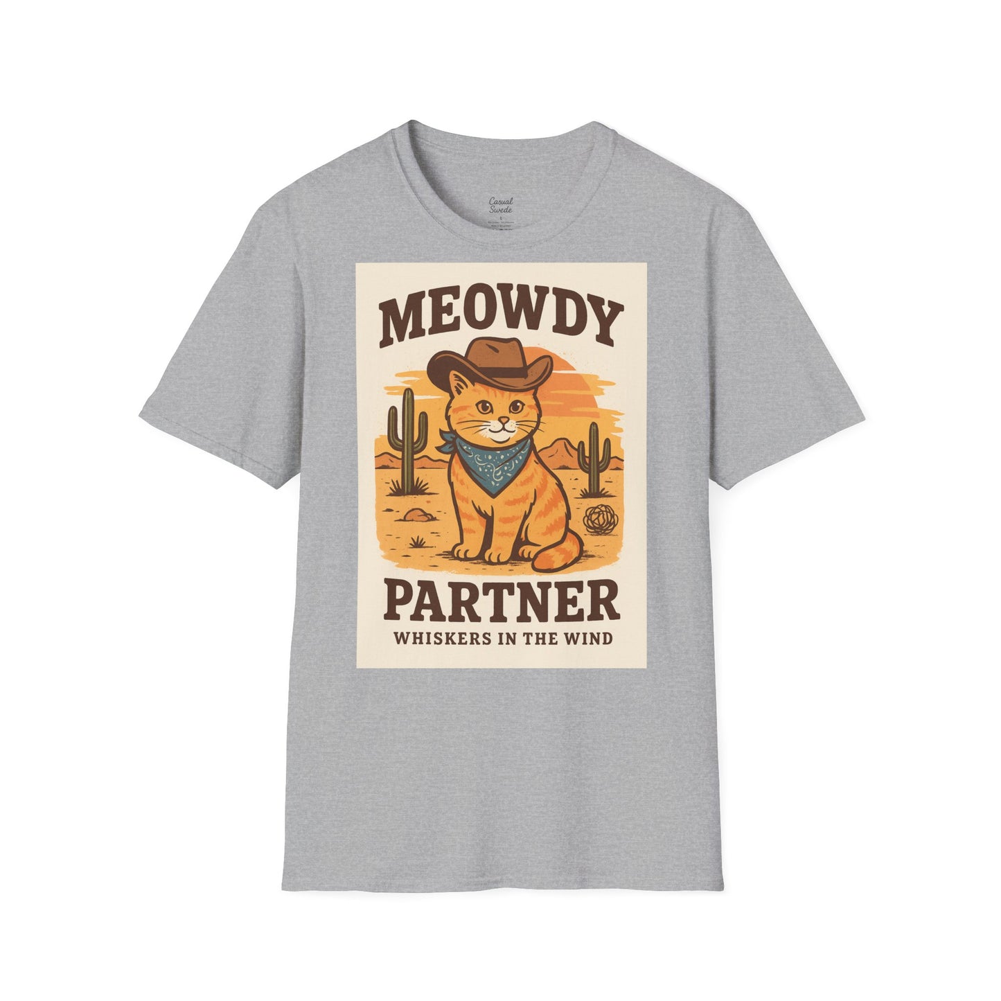 Cowboykatt-t-shirt, rolig katt-t-shirt, present till husdjursälskare, sommartröja, söta djurkläder, avslappnad stil, meowdy partner-tröja