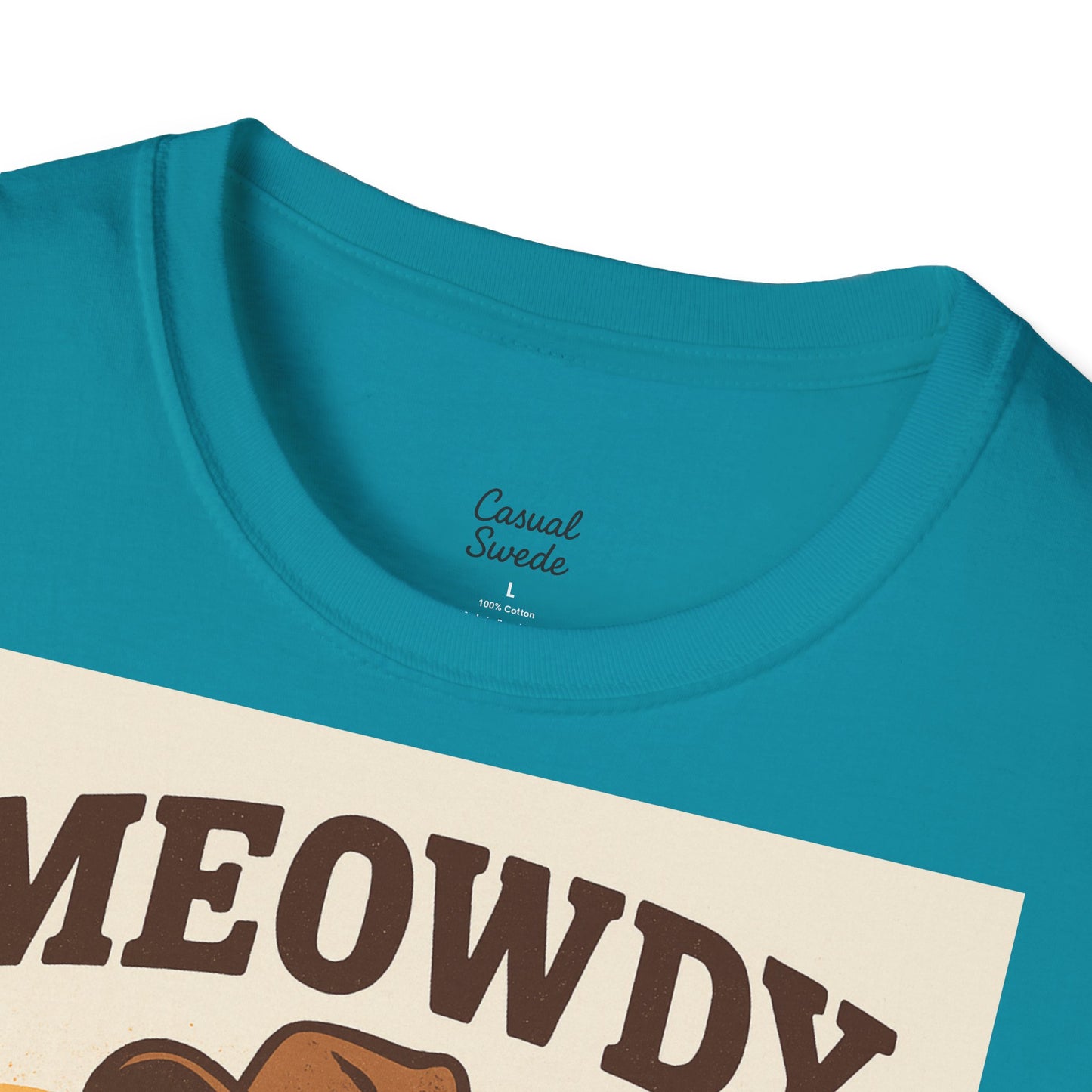 Cowboykatt-t-shirt, rolig katt-t-shirt, present till husdjursälskare, sommartröja, söta djurkläder, avslappnad stil, meowdy partner-tröja