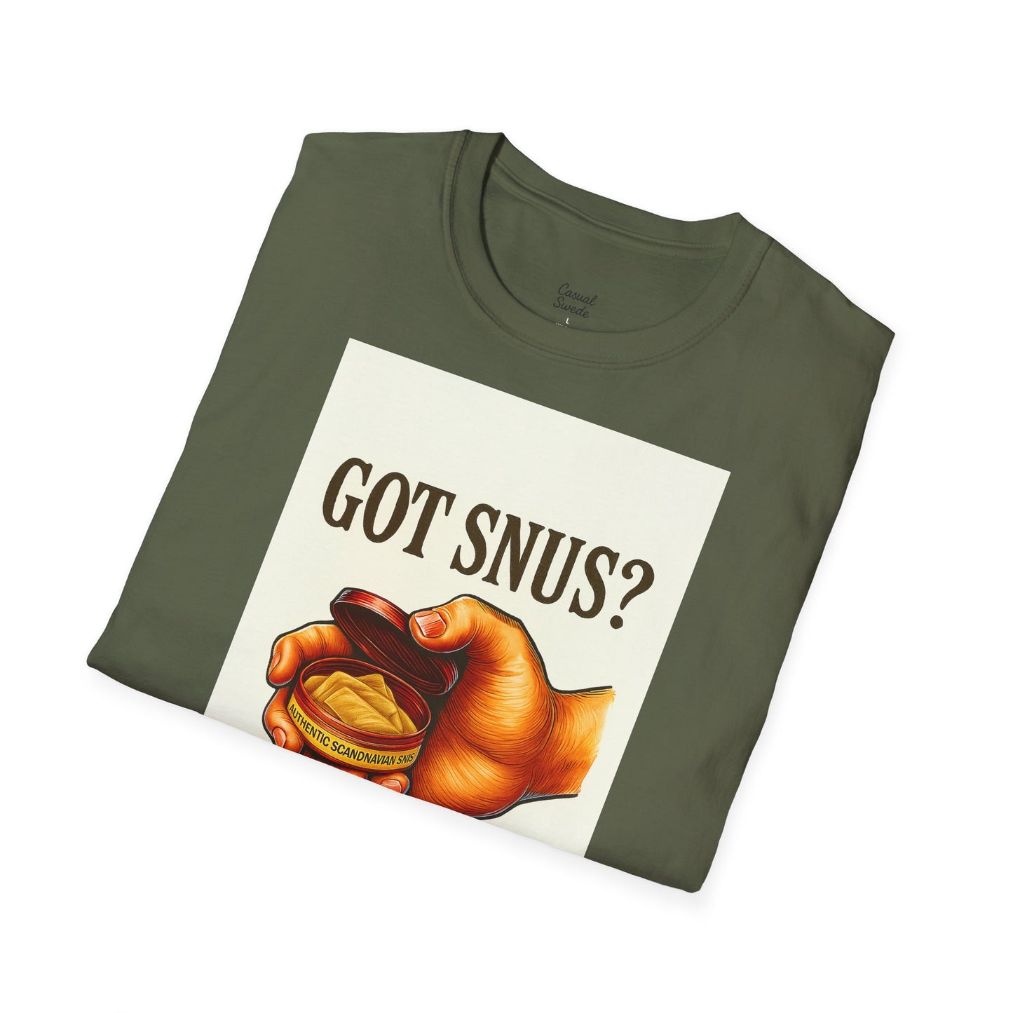 Har du snus? Rolig unisex mjuk t-shirt, vardagskläder, skämttröja, unik humortröja, bekväm vardagskläder