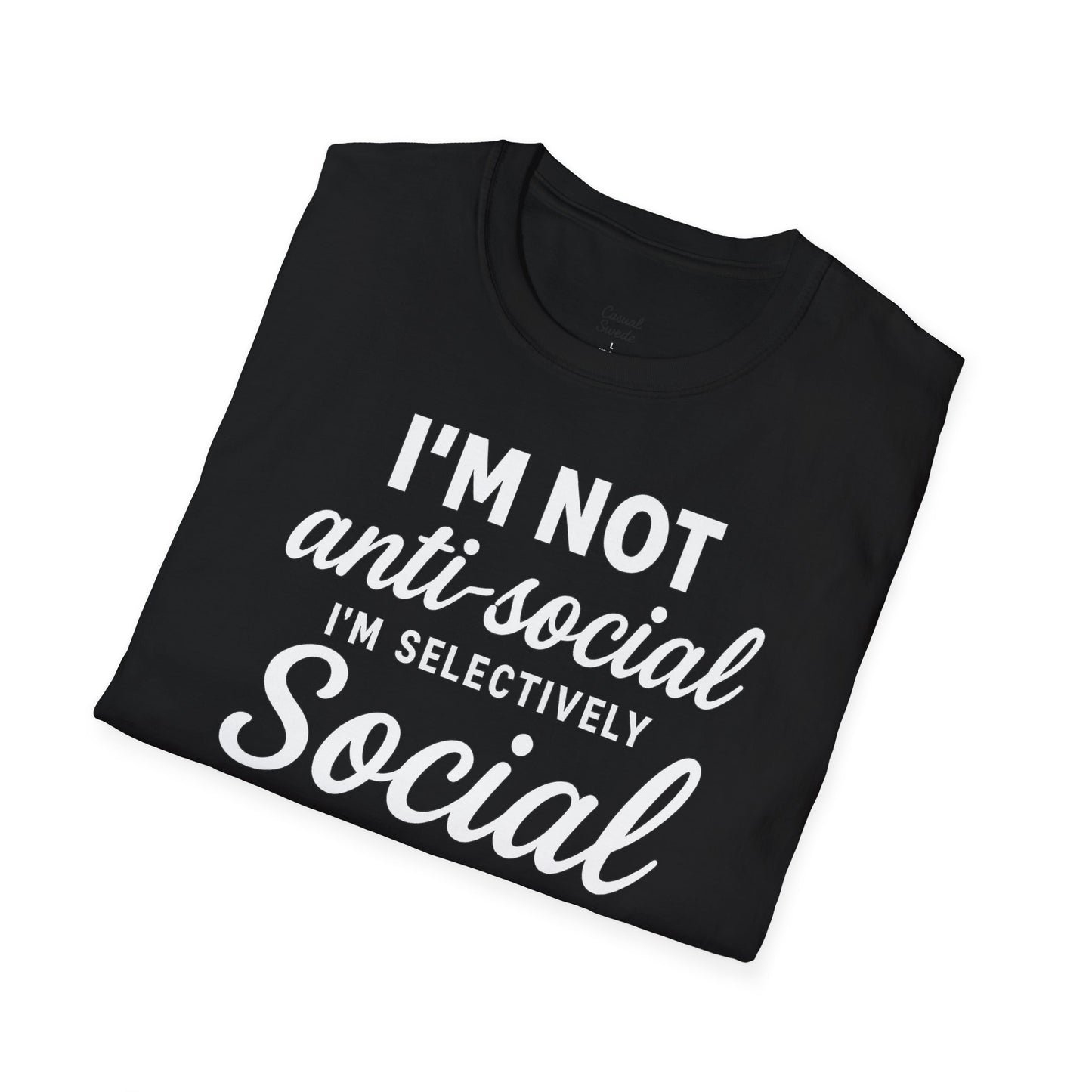 Jag är inte antisocial t-shirt, selektiv social rolig t-shirt, unisex mjukisskjorta, födelsedagspresent, avslappnad outfit, urban stil