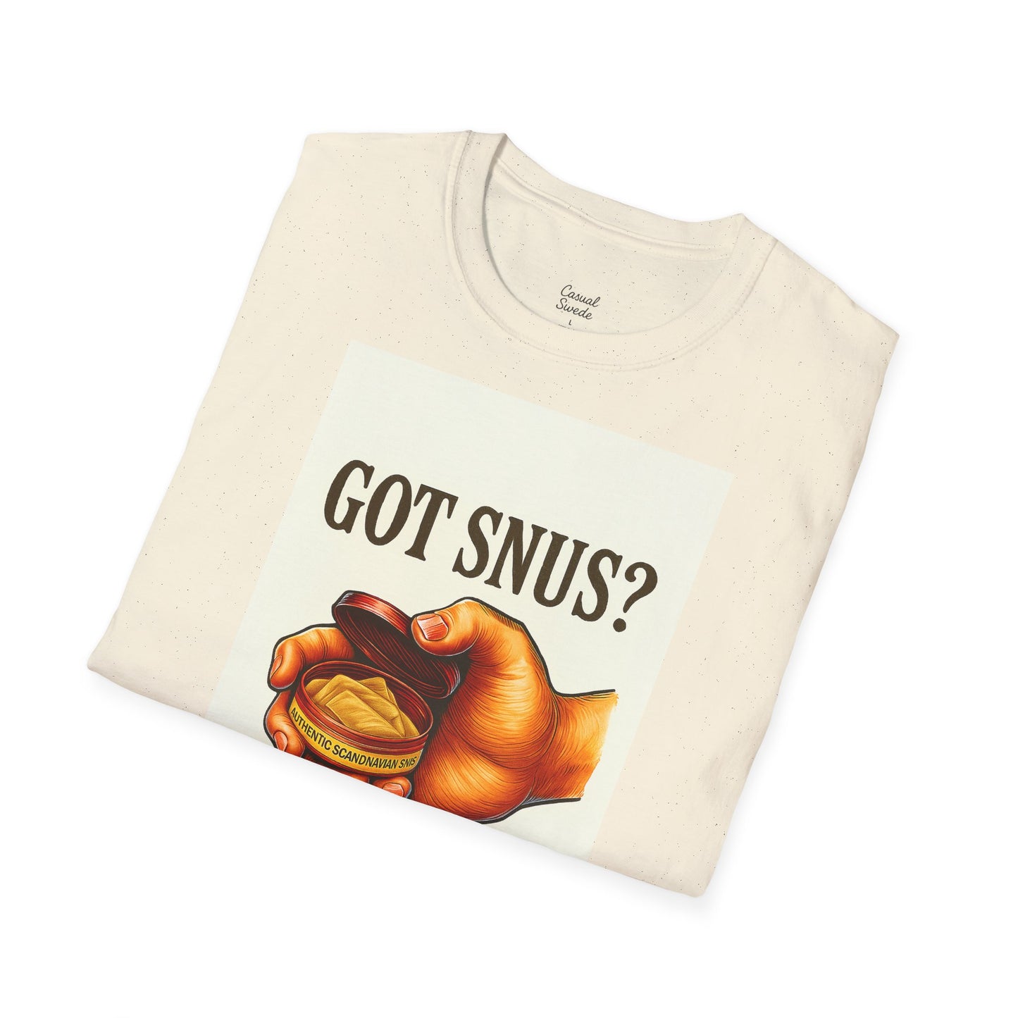 Har du snus? Rolig unisex mjuk t-shirt, vardagskläder, skämttröja, unik humortröja, bekväm vardagskläder
