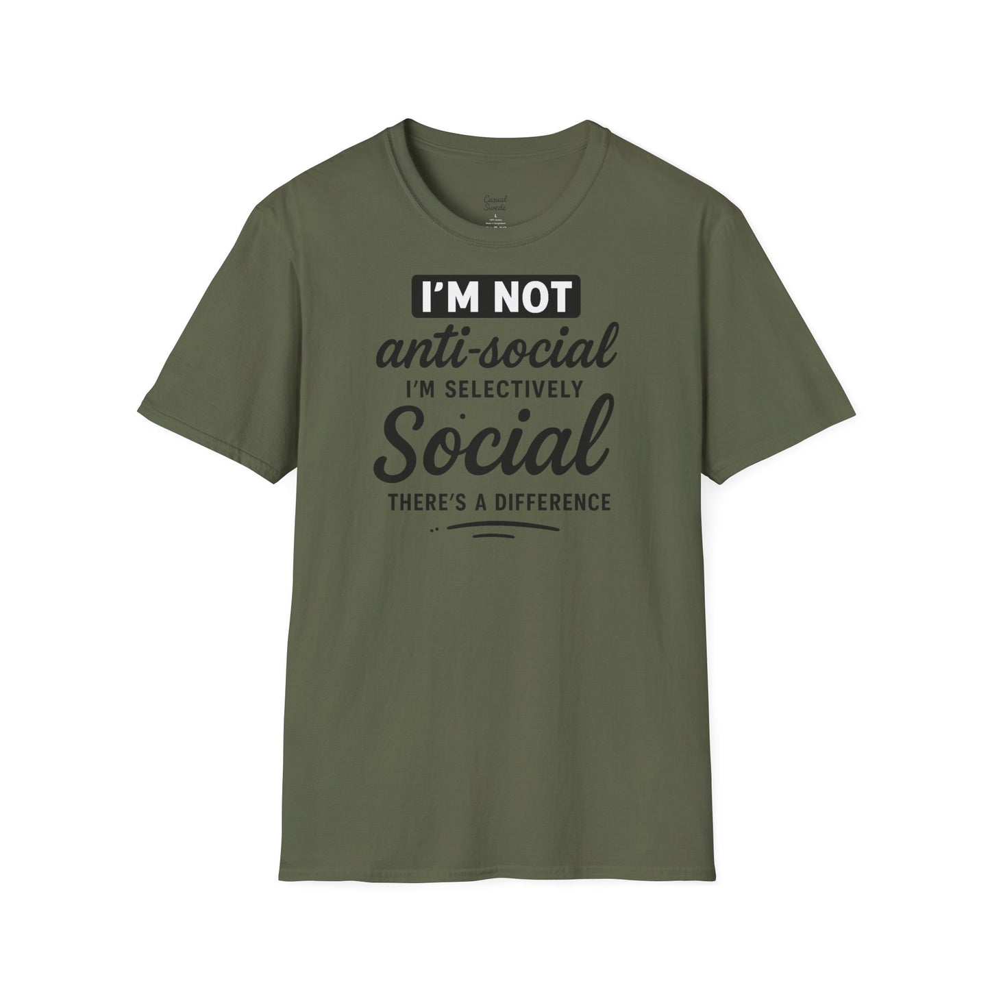 Jag är inte antisocial t-shirt, selektiv social rolig t-shirt, unisex mjukisskjorta, födelsedagspresent, avslappnad outfit, urban stil
