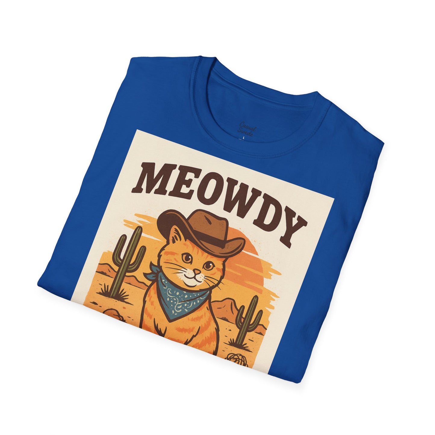 Cowboykatt-t-shirt, rolig katt-t-shirt, present till husdjursälskare, sommartröja, söta djurkläder, avslappnad stil, meowdy partner-tröja
