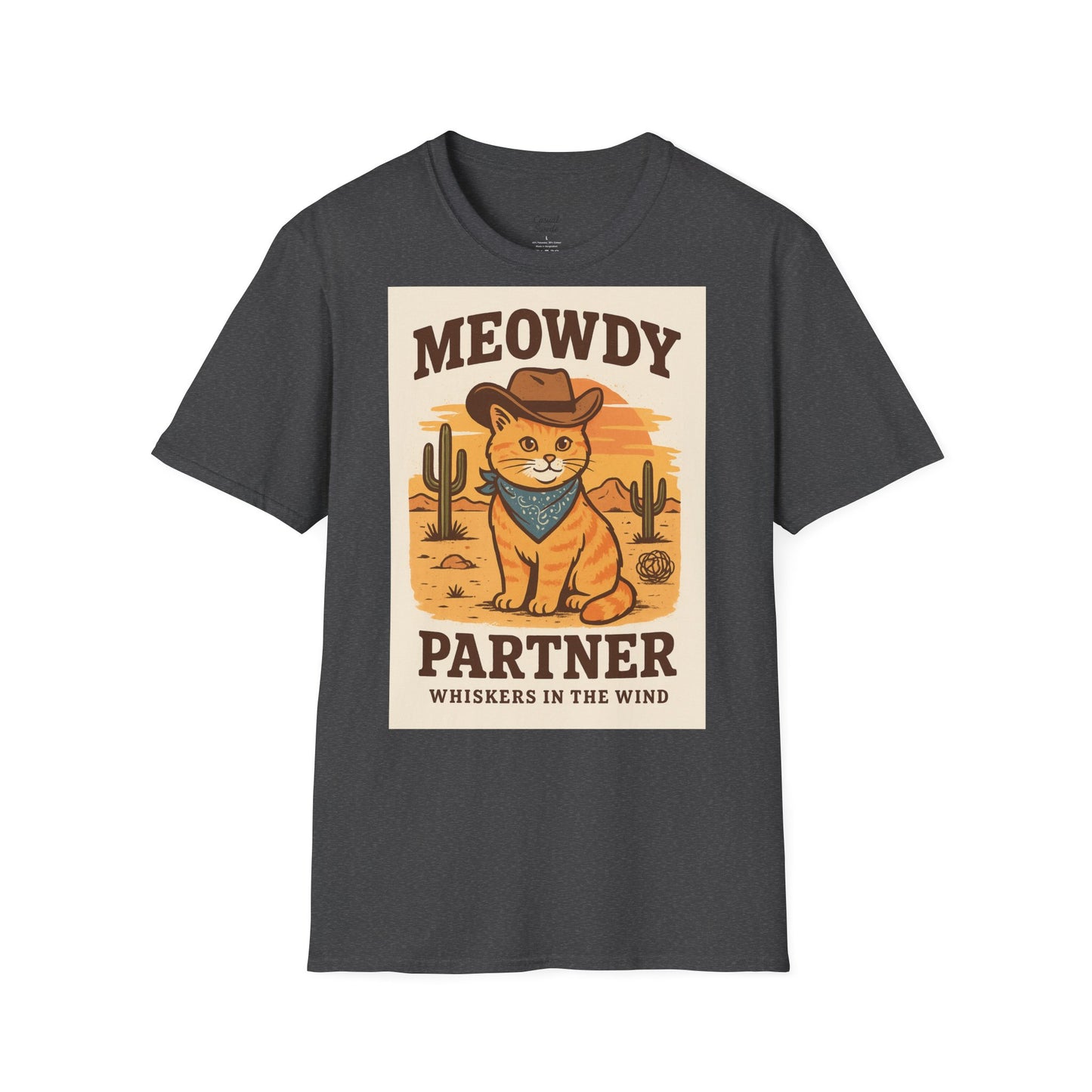 Cowboykatt-t-shirt, rolig katt-t-shirt, present till husdjursälskare, sommartröja, söta djurkläder, avslappnad stil, meowdy partner-tröja