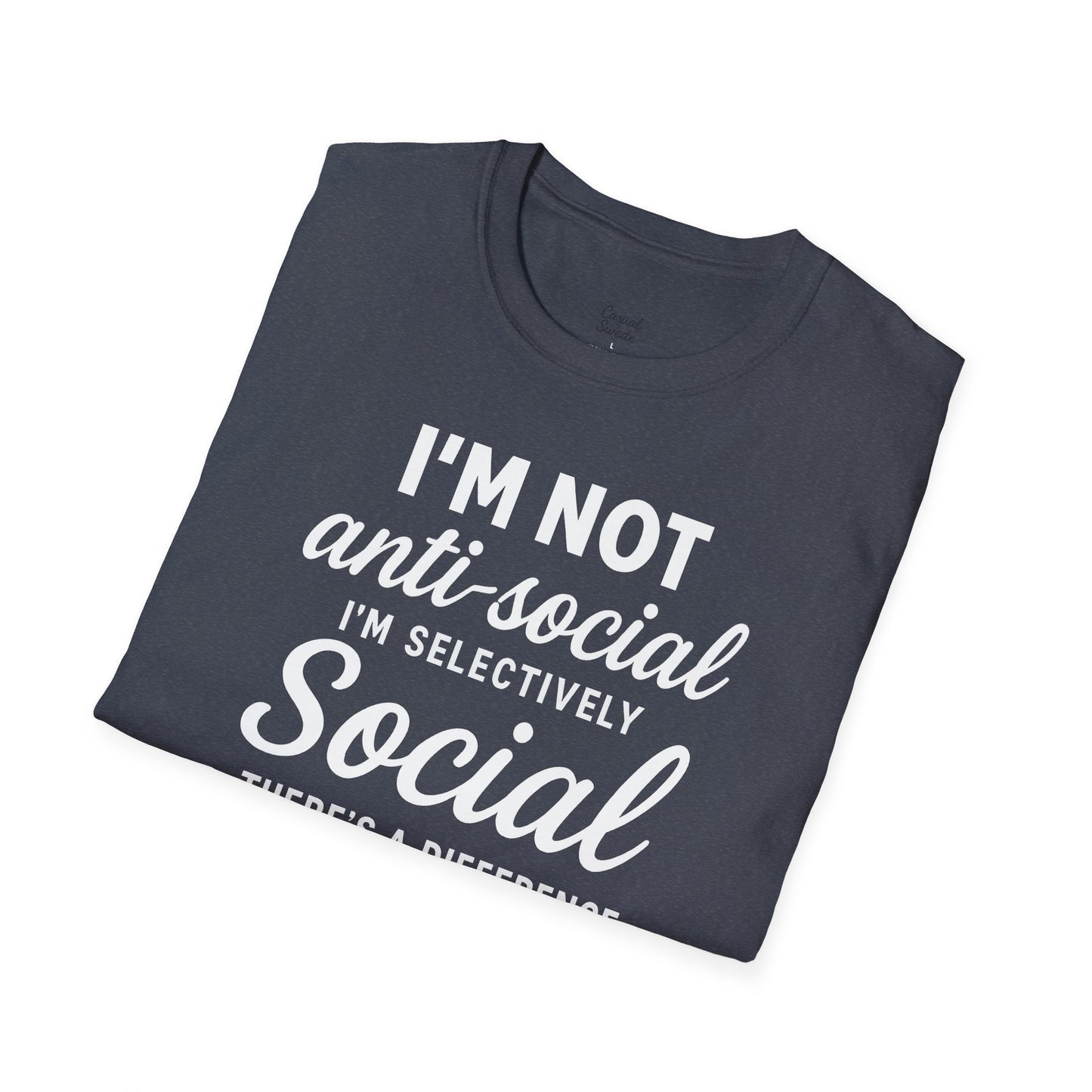 Jag är inte antisocial t-shirt, selektiv social rolig t-shirt, unisex mjukisskjorta, födelsedagspresent, avslappnad outfit, urban stil