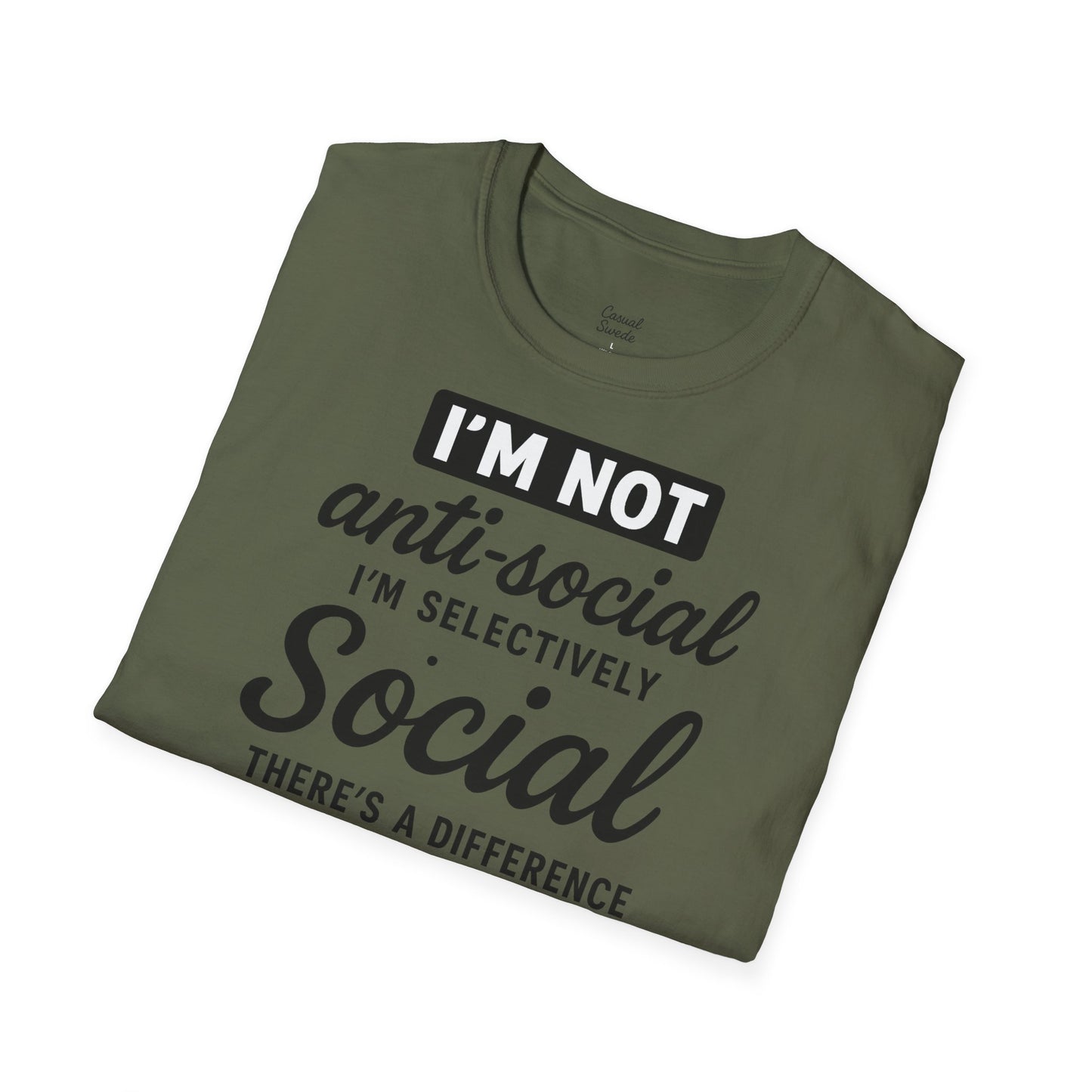 Jag är inte antisocial t-shirt, selektiv social rolig t-shirt, unisex mjukisskjorta, födelsedagspresent, avslappnad outfit, urban stil
