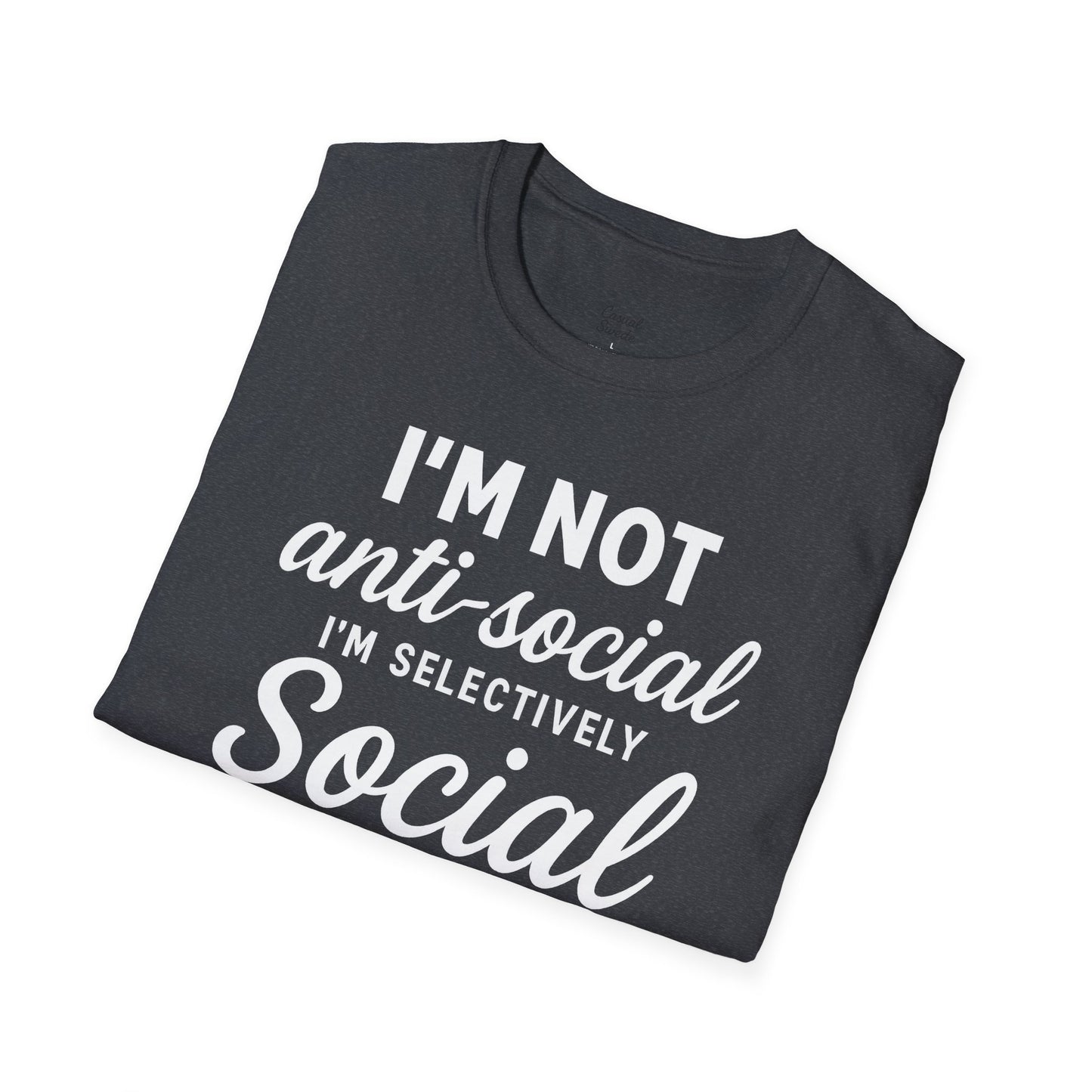 Jag är inte antisocial t-shirt, selektiv social rolig t-shirt, unisex mjukisskjorta, födelsedagspresent, avslappnad outfit, urban stil