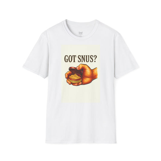 Har du snus? Rolig unisex mjuk t-shirt, vardagskläder, skämttröja, unik humortröja, bekväm vardagskläder