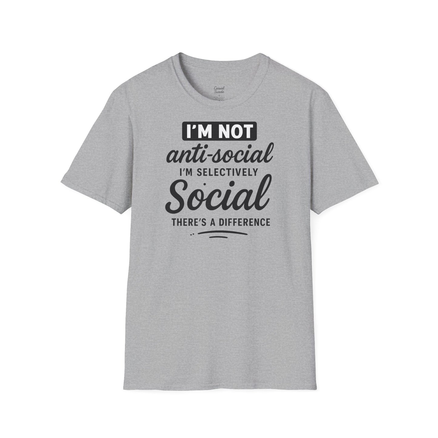 Jag är inte antisocial t-shirt, selektiv social rolig t-shirt, unisex mjukisskjorta, födelsedagspresent, avslappnad outfit, urban stil