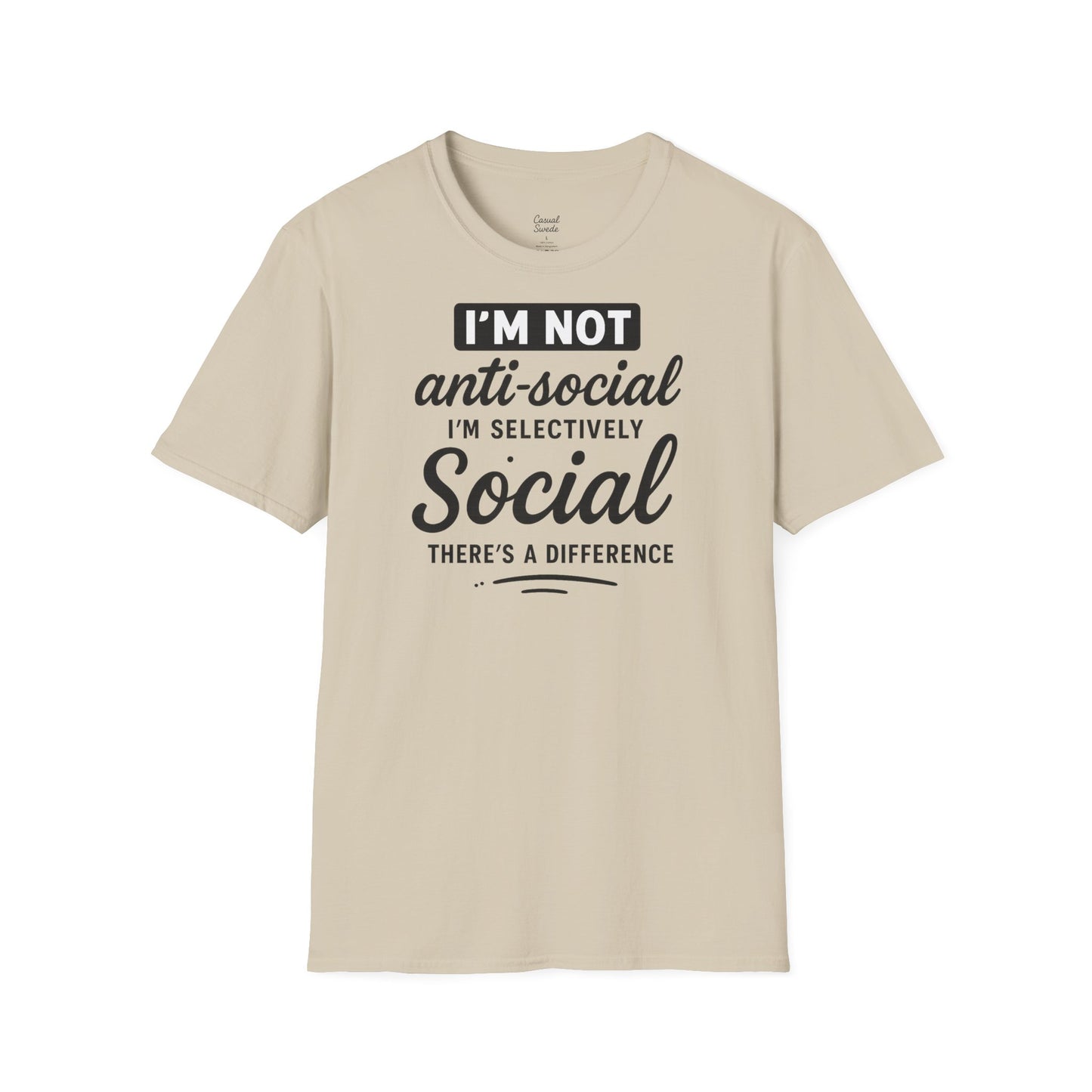 Jag är inte antisocial t-shirt, selektiv social rolig t-shirt, unisex mjukisskjorta, födelsedagspresent, avslappnad outfit, urban stil