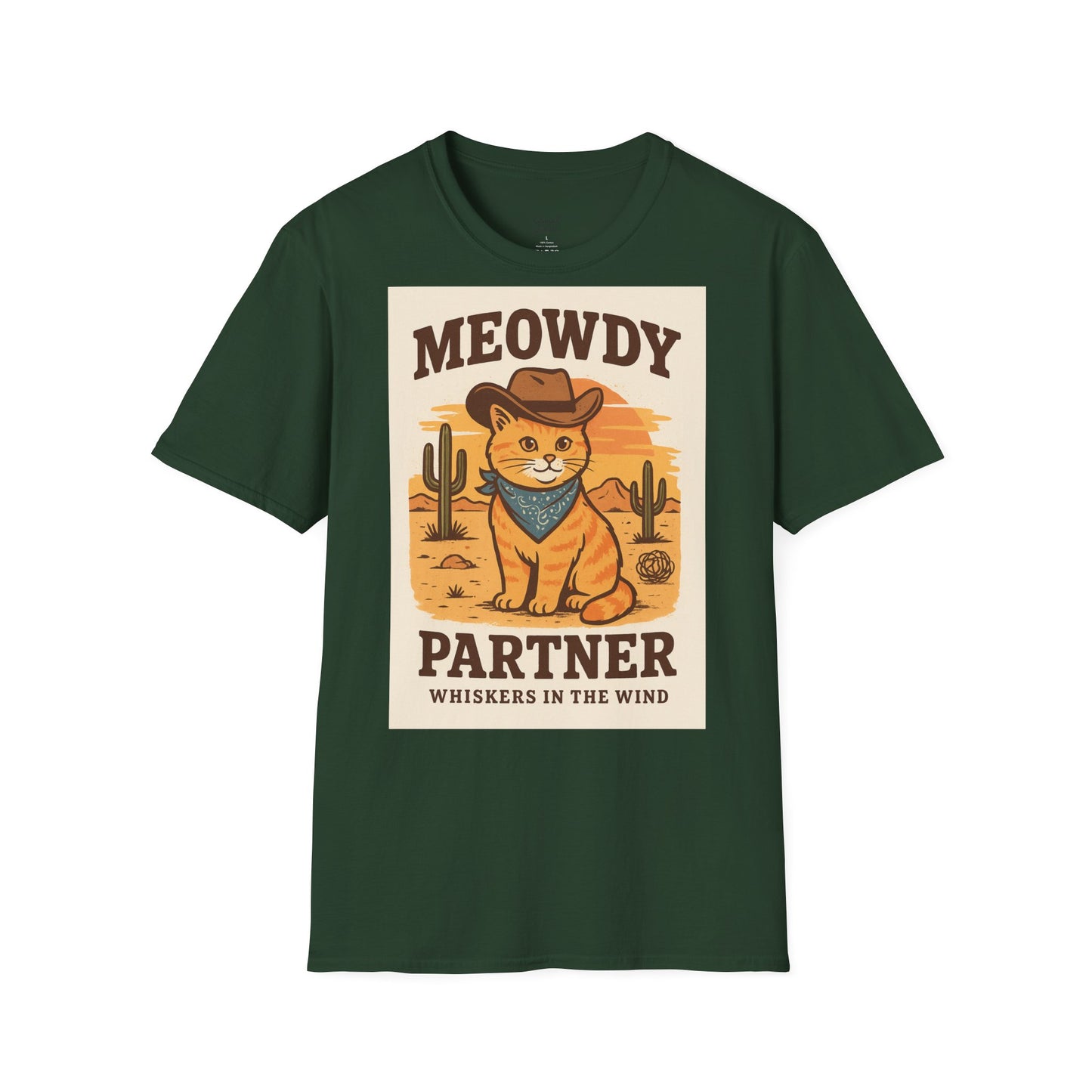Cowboykatt-t-shirt, rolig katt-t-shirt, present till husdjursälskare, sommartröja, söta djurkläder, avslappnad stil, meowdy partner-tröja