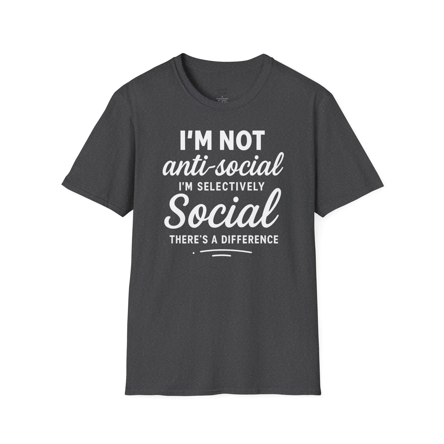Jag är inte antisocial t-shirt, selektiv social rolig t-shirt, unisex mjukisskjorta, födelsedagspresent, avslappnad outfit, urban stil