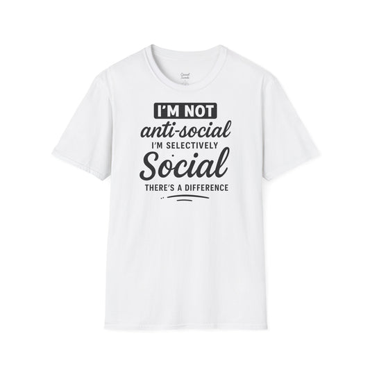 Jag är inte antisocial t-shirt, selektiv social rolig t-shirt, unisex mjukisskjorta, födelsedagspresent, avslappnad outfit, urban stil