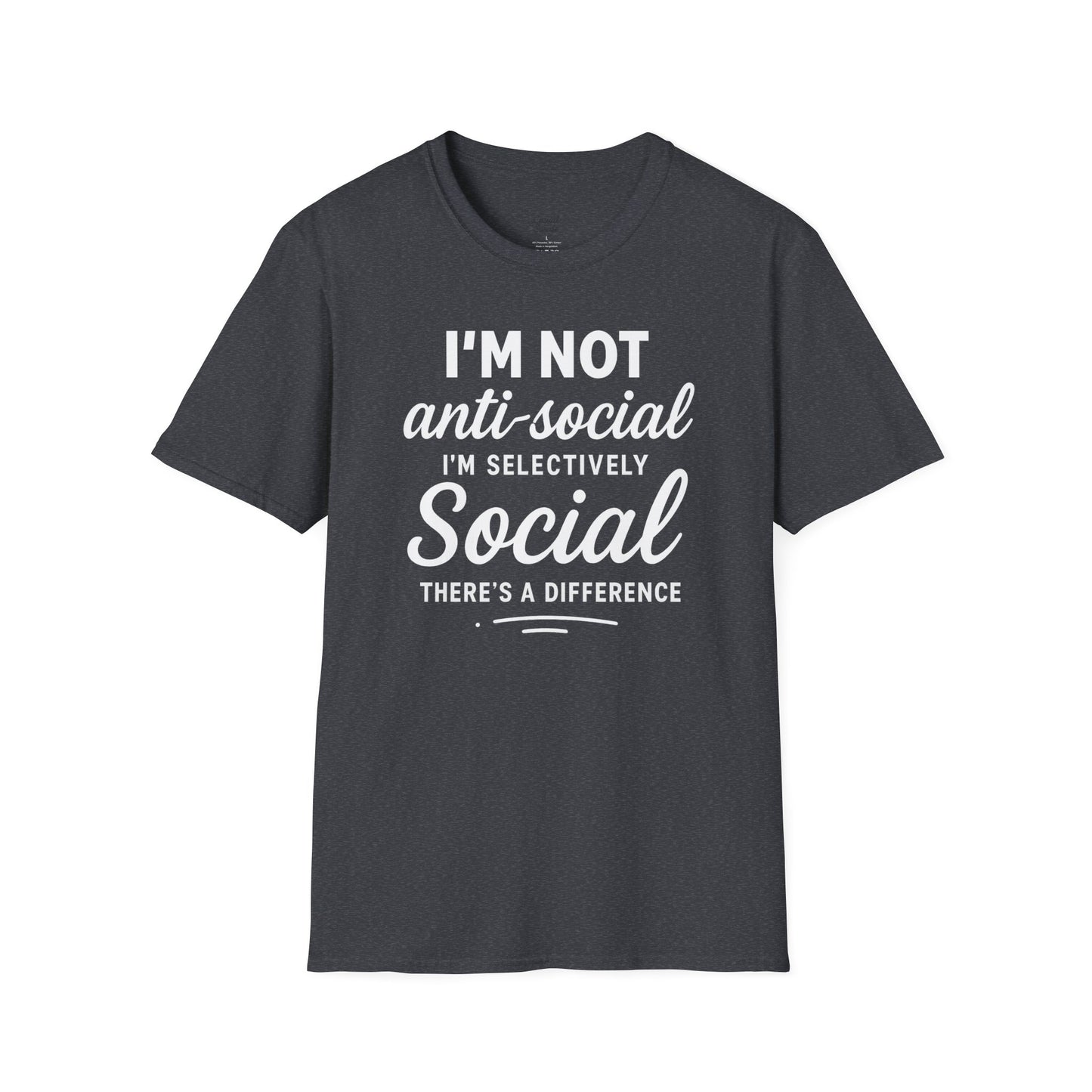 Jag är inte antisocial t-shirt, selektiv social rolig t-shirt, unisex mjukisskjorta, födelsedagspresent, avslappnad outfit, urban stil