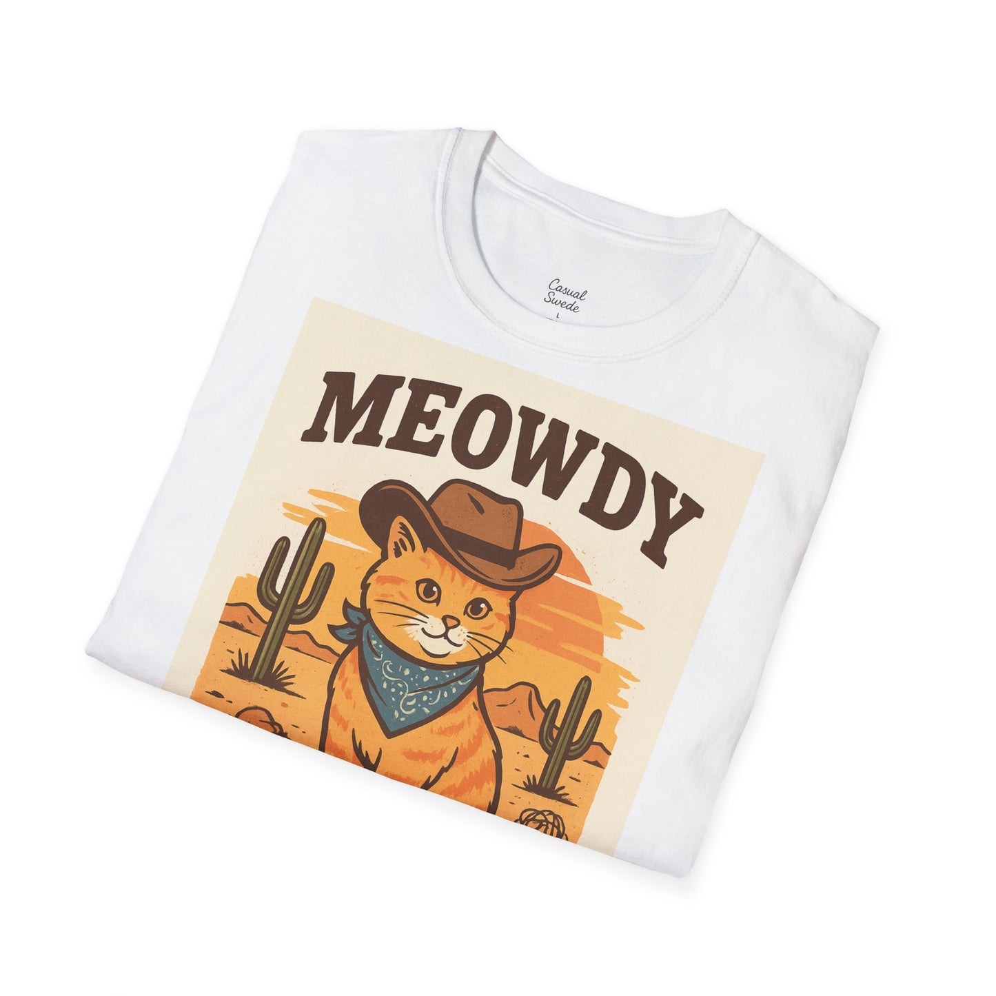 Cowboykatt-t-shirt, rolig katt-t-shirt, present till husdjursälskare, sommartröja, söta djurkläder, avslappnad stil, meowdy partner-tröja