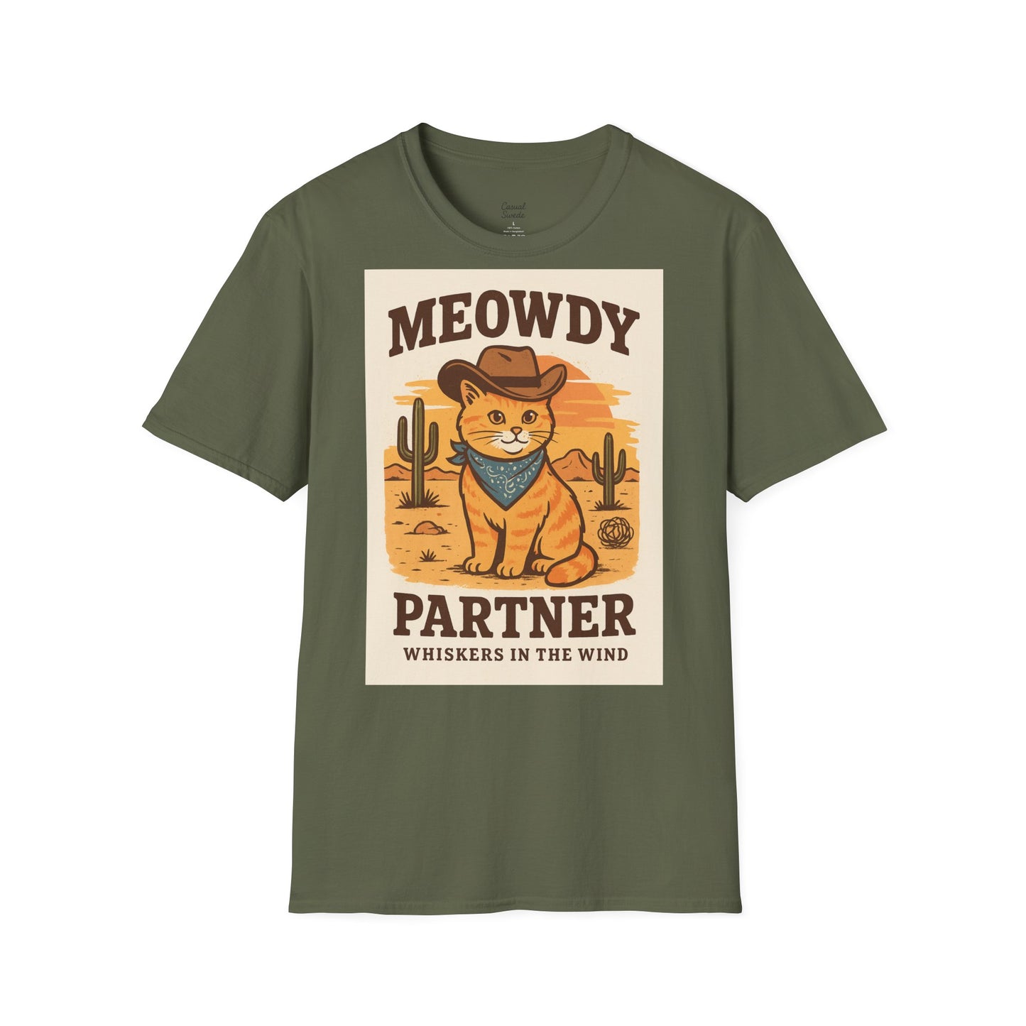Cowboykatt-t-shirt, rolig katt-t-shirt, present till husdjursälskare, sommartröja, söta djurkläder, avslappnad stil, meowdy partner-tröja