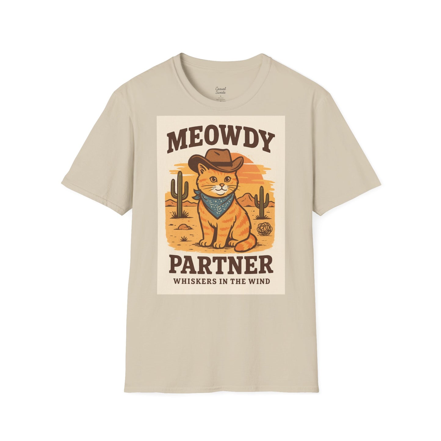 Cowboykatt-t-shirt, rolig katt-t-shirt, present till husdjursälskare, sommartröja, söta djurkläder, avslappnad stil, meowdy partner-tröja