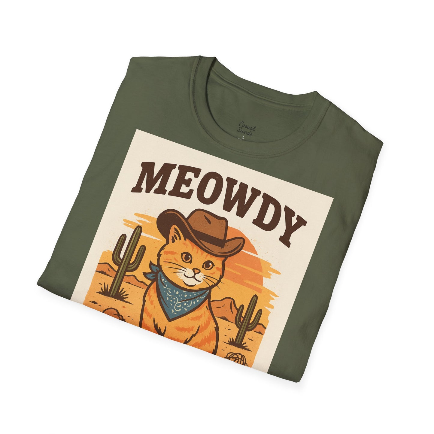 Cowboykatt-t-shirt, rolig katt-t-shirt, present till husdjursälskare, sommartröja, söta djurkläder, avslappnad stil, meowdy partner-tröja