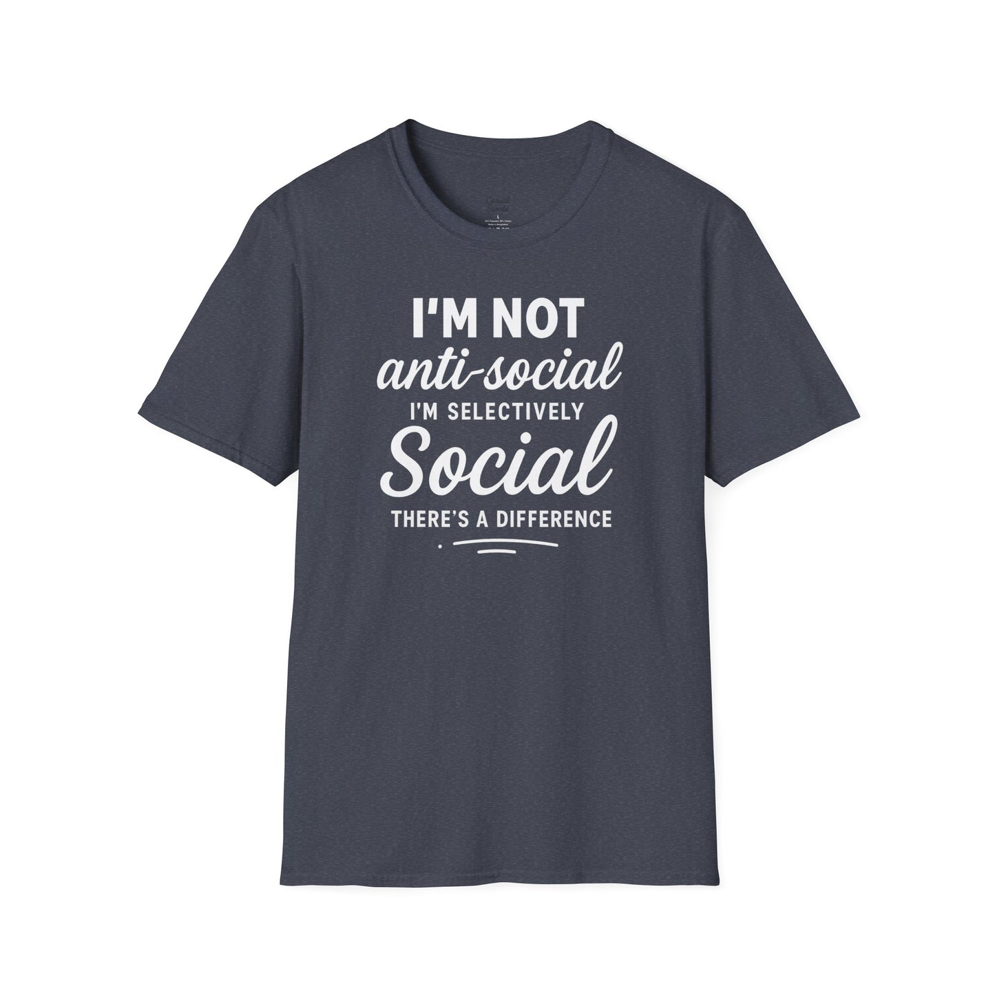 Jag är inte antisocial t-shirt, selektiv social rolig t-shirt, unisex mjukisskjorta, födelsedagspresent, avslappnad outfit, urban stil