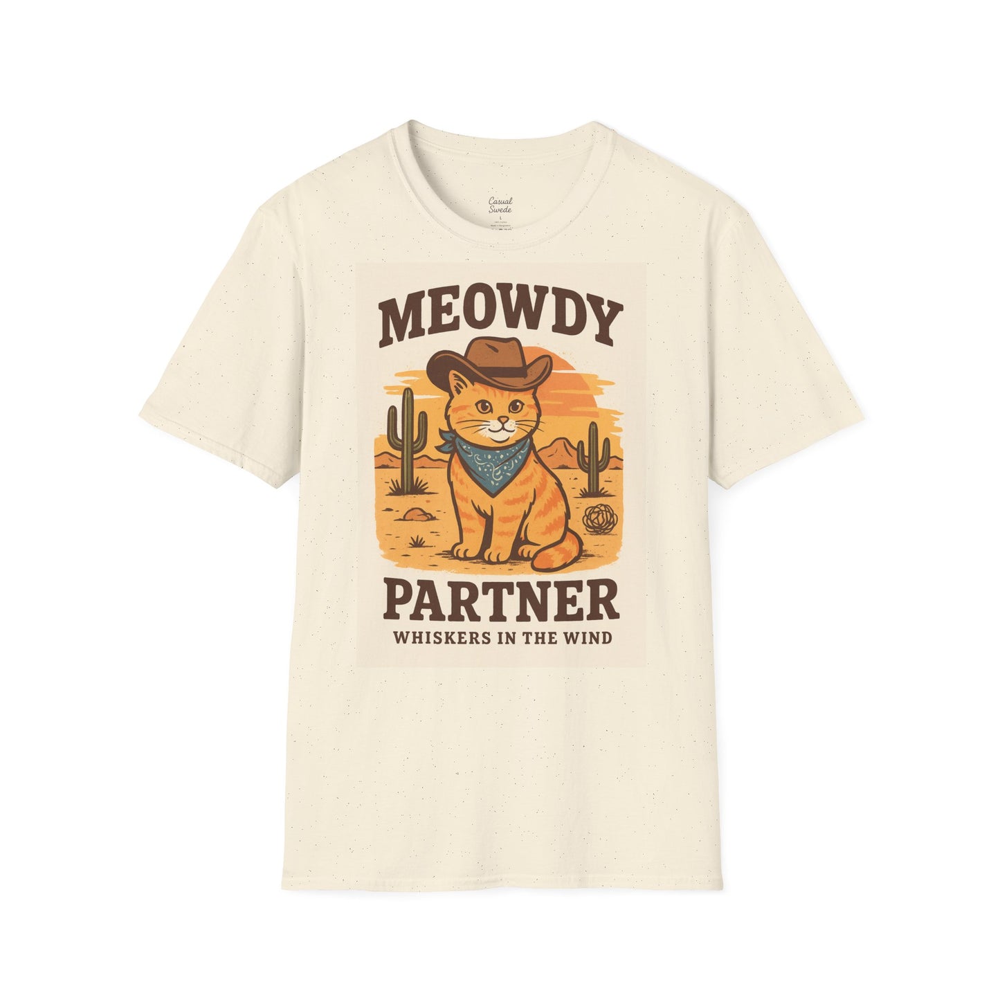 Cowboykatt-t-shirt, rolig katt-t-shirt, present till husdjursälskare, sommartröja, söta djurkläder, avslappnad stil, meowdy partner-tröja