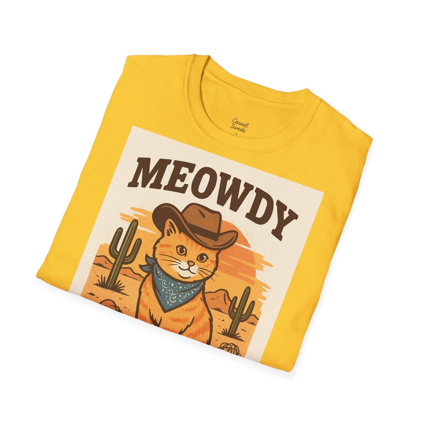 Cowboykatt-t-shirt, rolig katt-t-shirt, present till husdjursälskare, sommartröja, söta djurkläder, avslappnad stil, meowdy partner-tröja