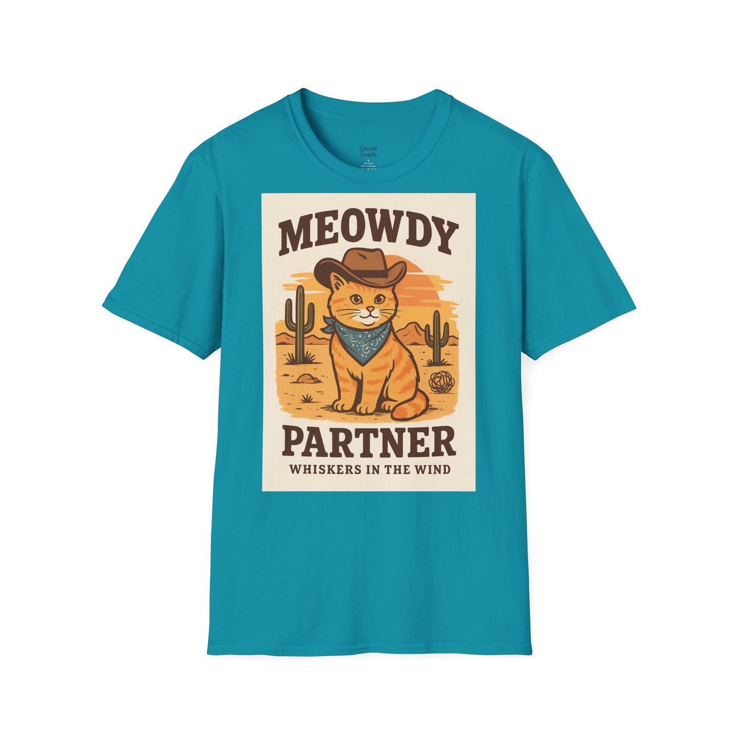 Cowboykatt-t-shirt, rolig katt-t-shirt, present till husdjursälskare, sommartröja, söta djurkläder, avslappnad stil, meowdy partner-tröja